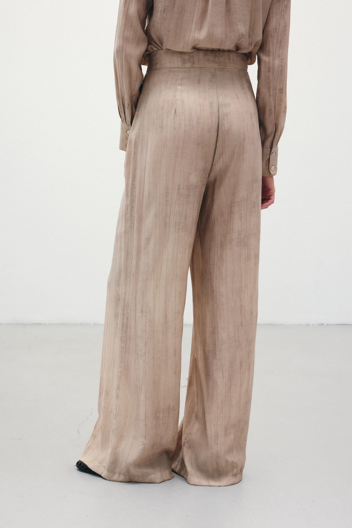 Desenli Salaş Pantolon - Bej