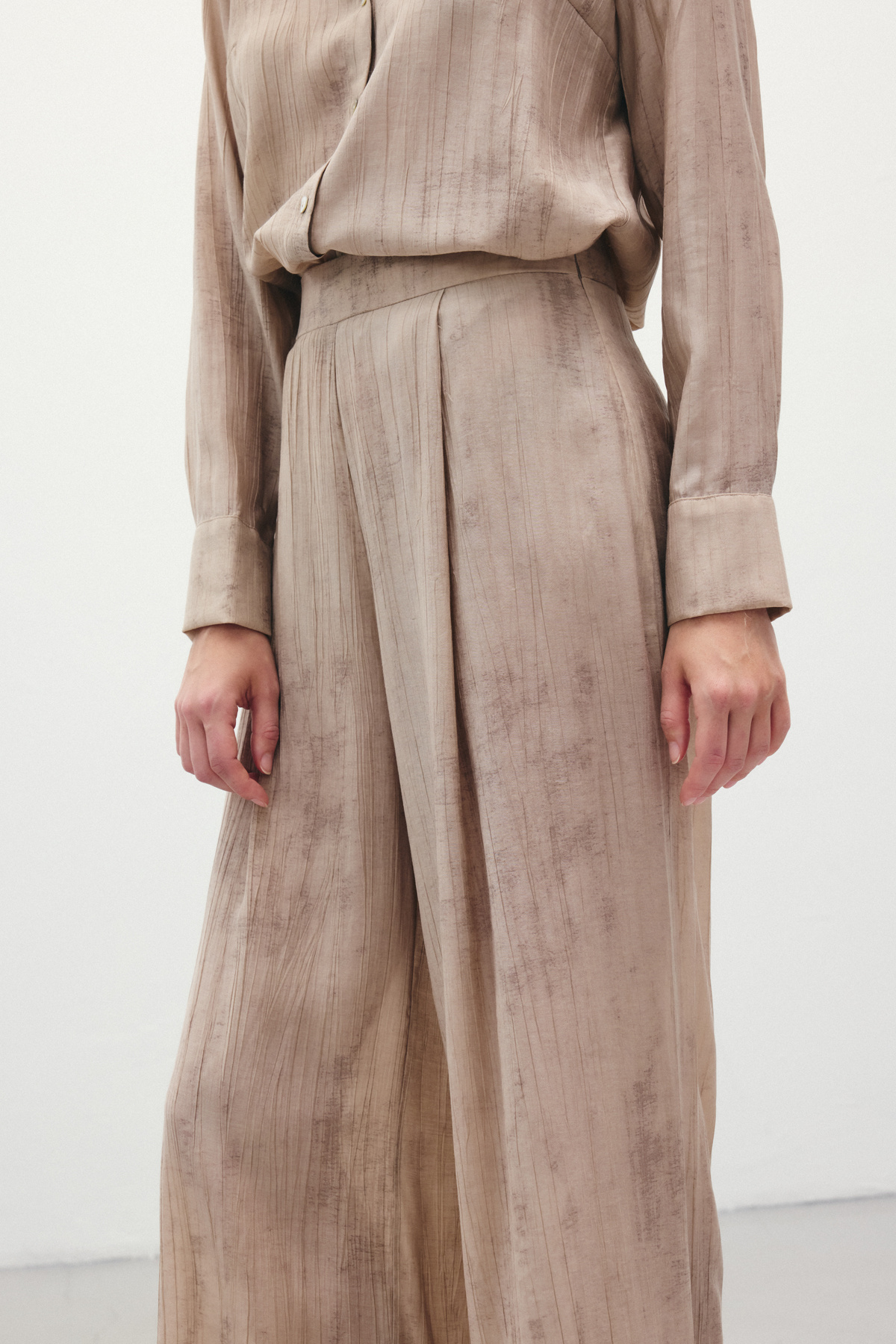 Desenli Salaş Pantolon - Bej