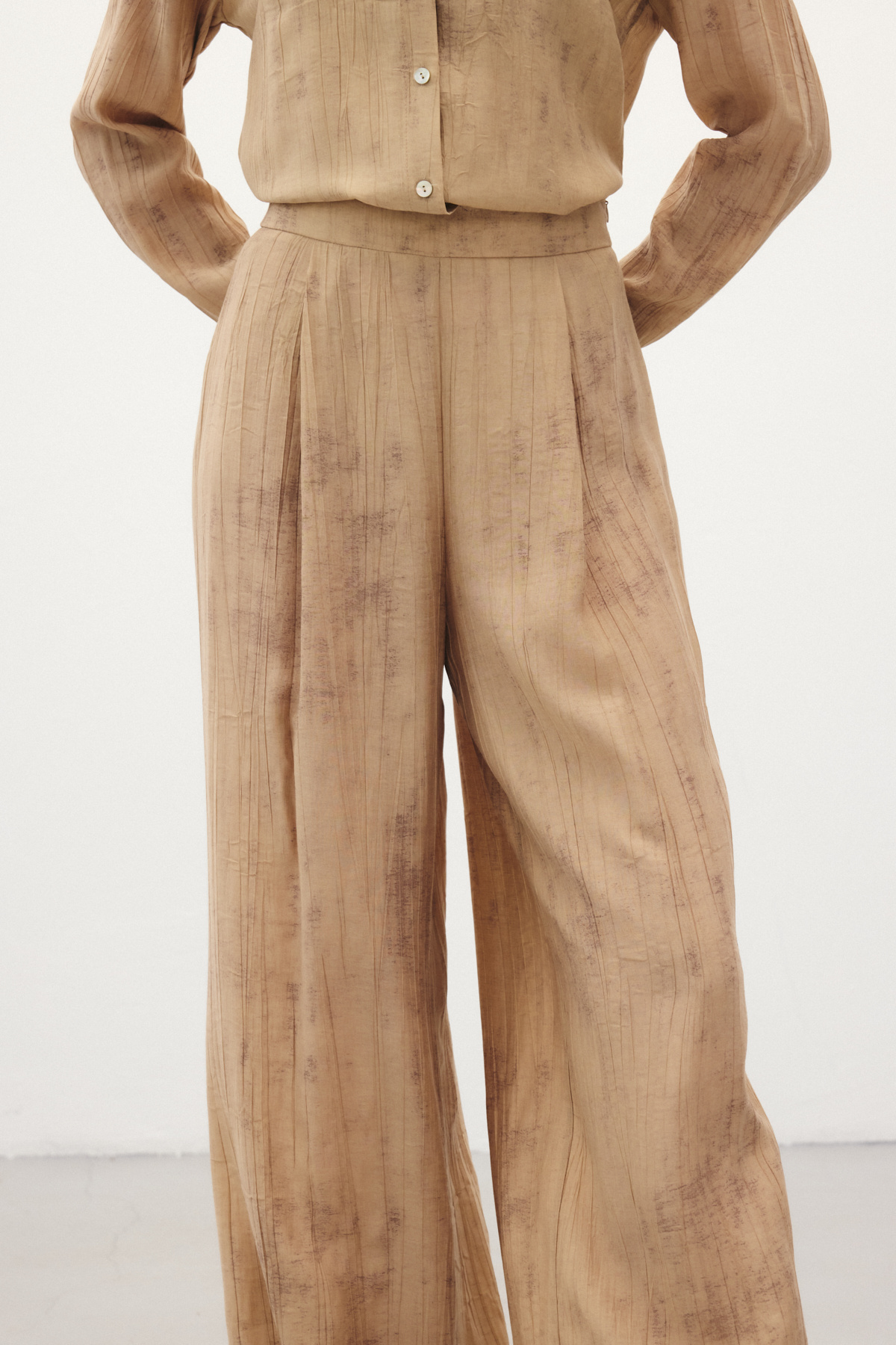 Desenli Salaş Pantolon - Camel