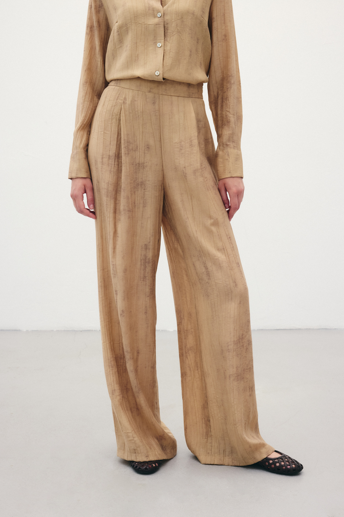 Desenli Salaş Pantolon - Camel