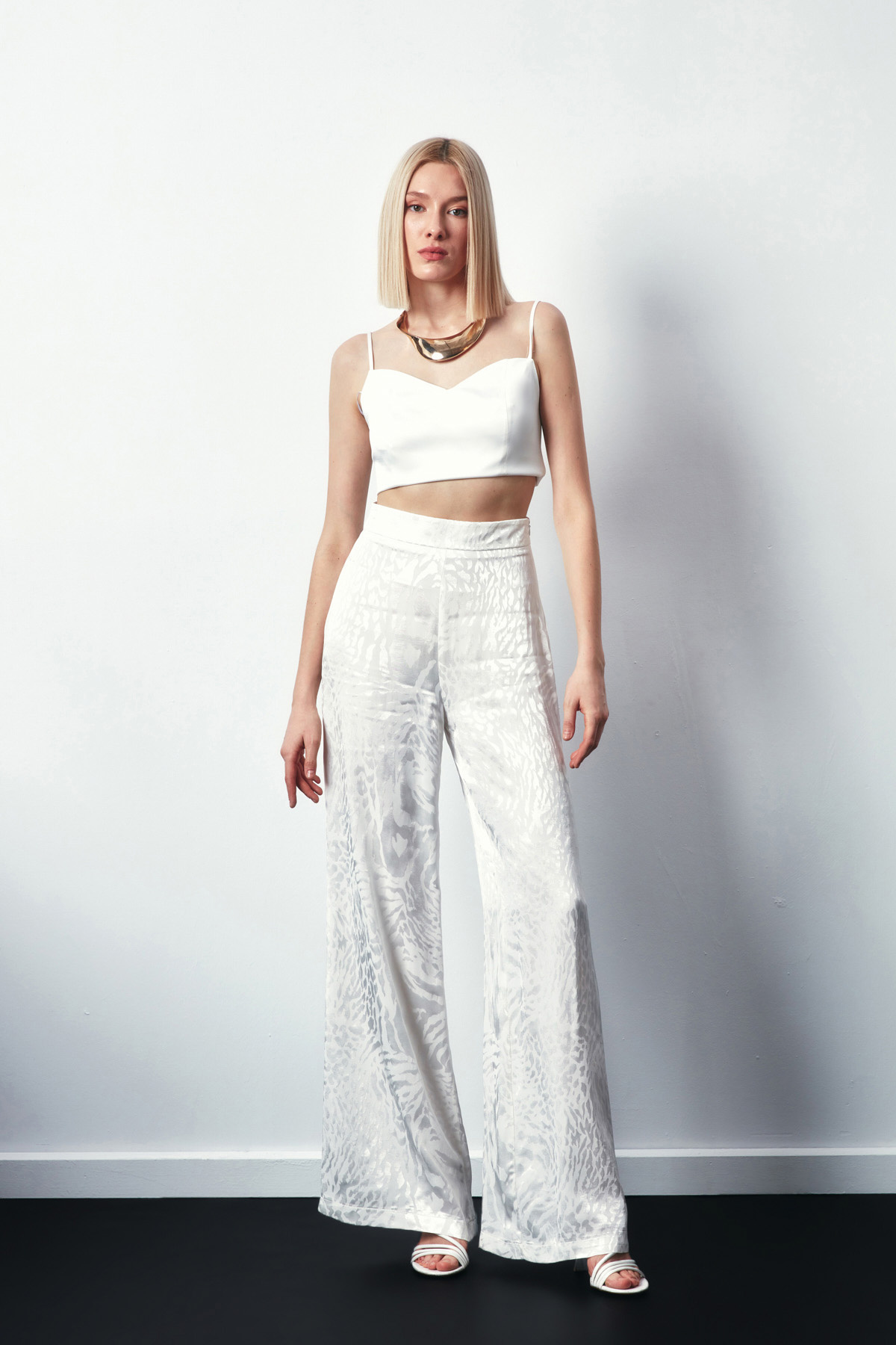 Desenli Salaş Pantolon - EKRU