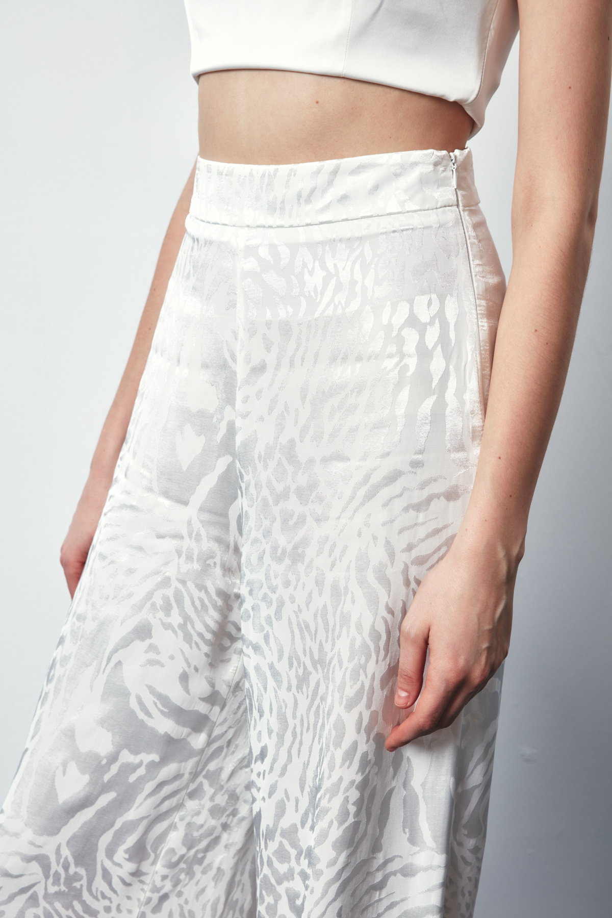 Desenli Salaş Pantolon - EKRU