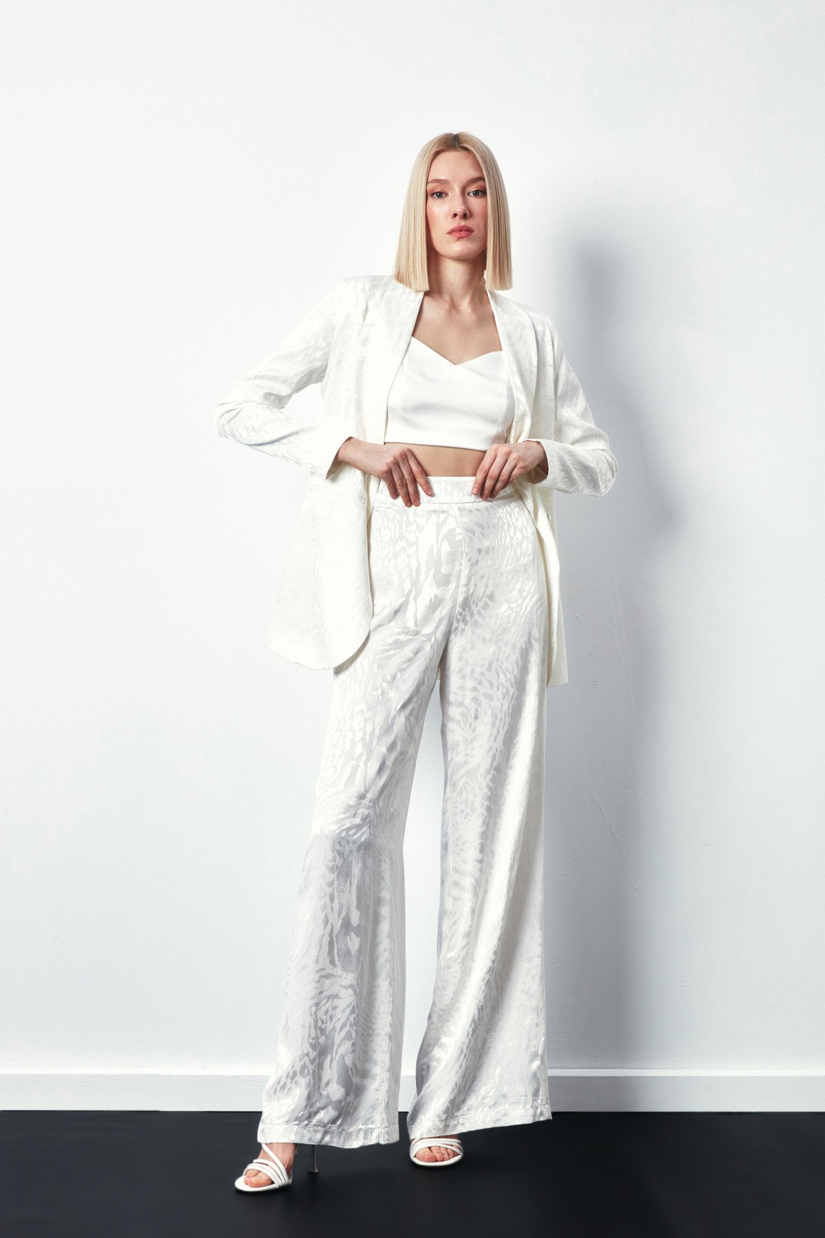 Desenli Salaş Pantolon - EKRU