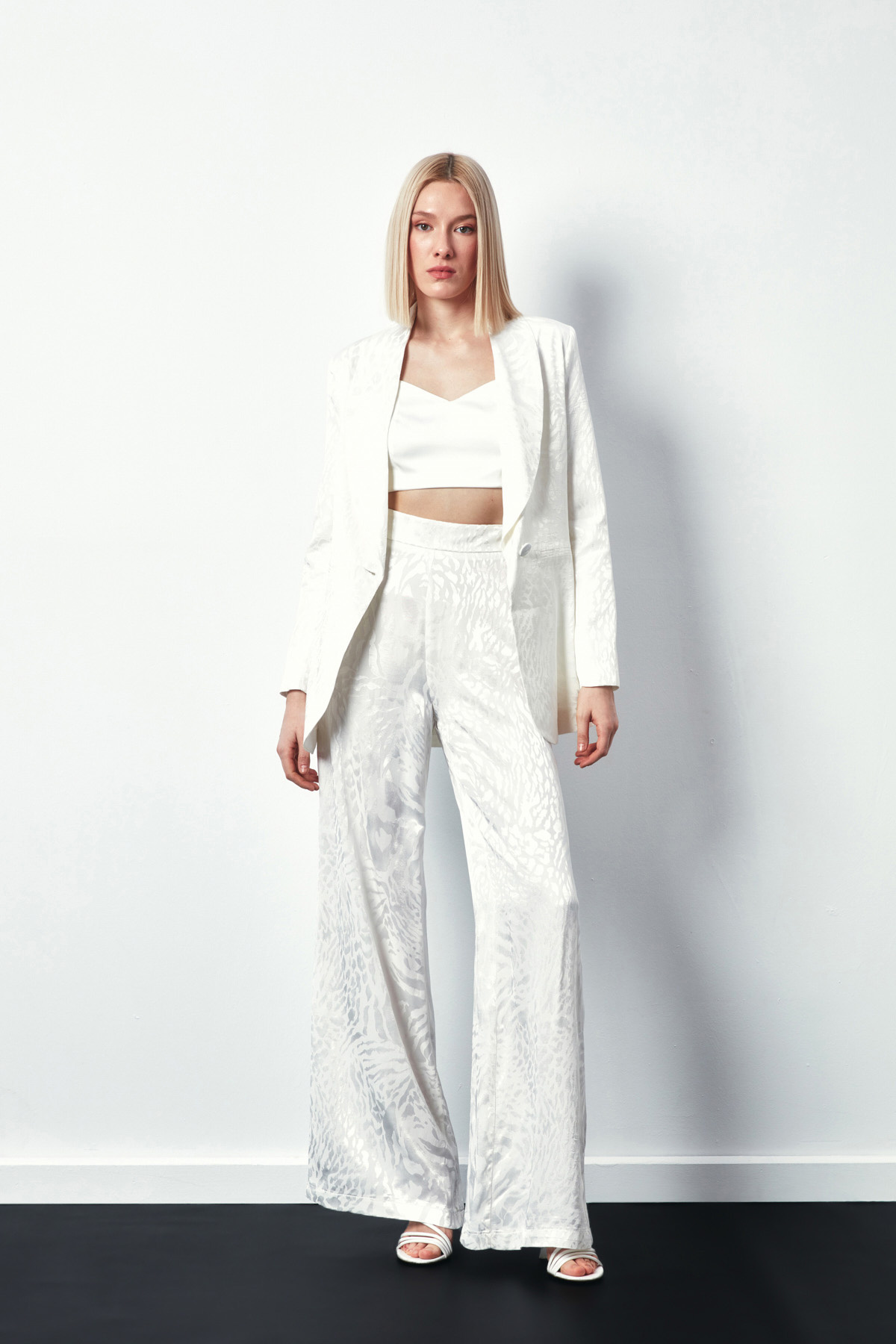 Desenli Salaş Pantolon - EKRU