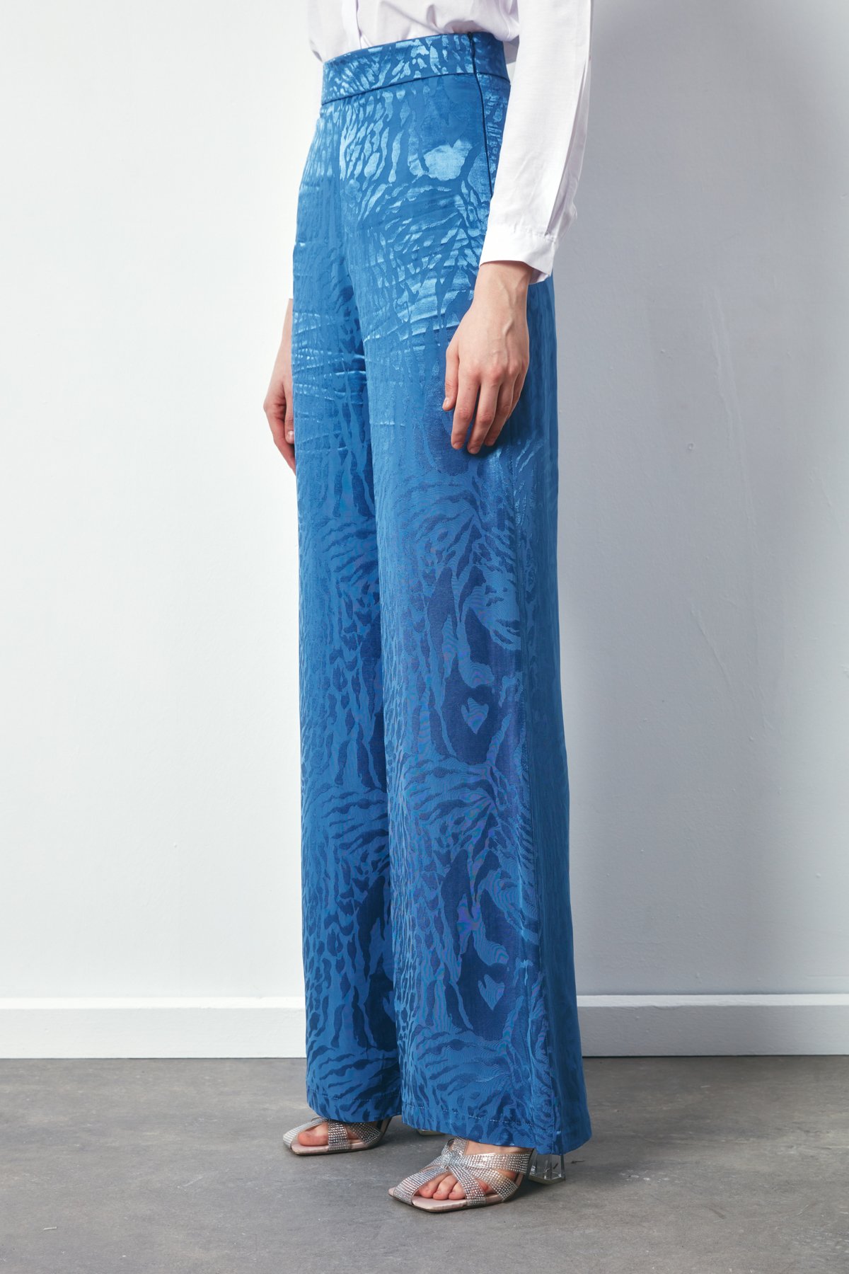 Desenli Salaş Pantolon - İNDİGO