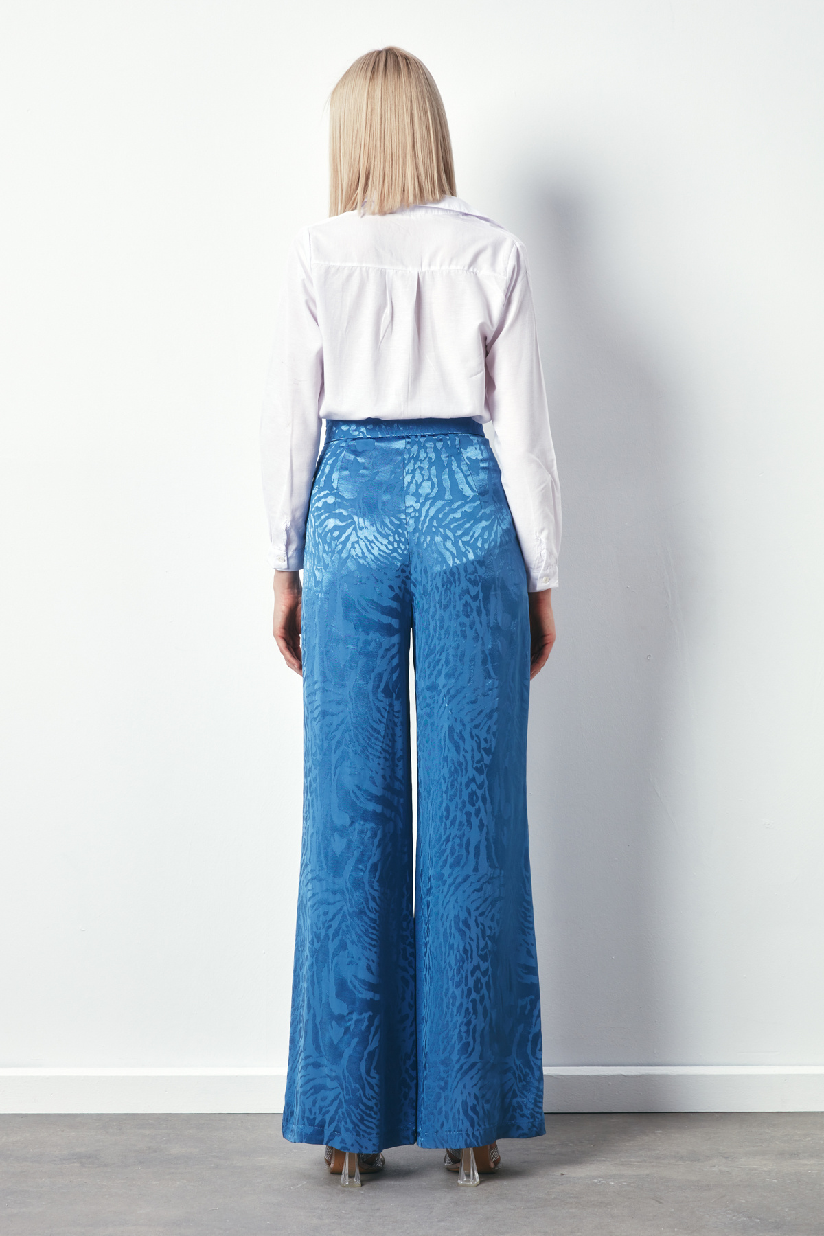 Desenli Salaş Pantolon - İNDİGO