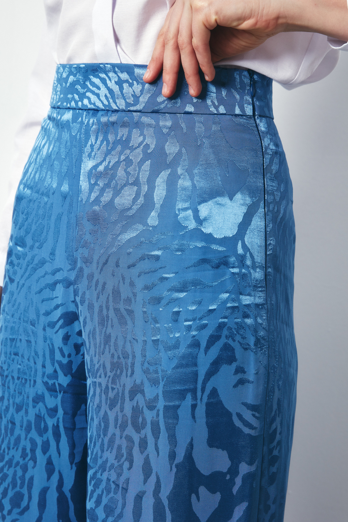 Desenli Salaş Pantolon - İNDİGO