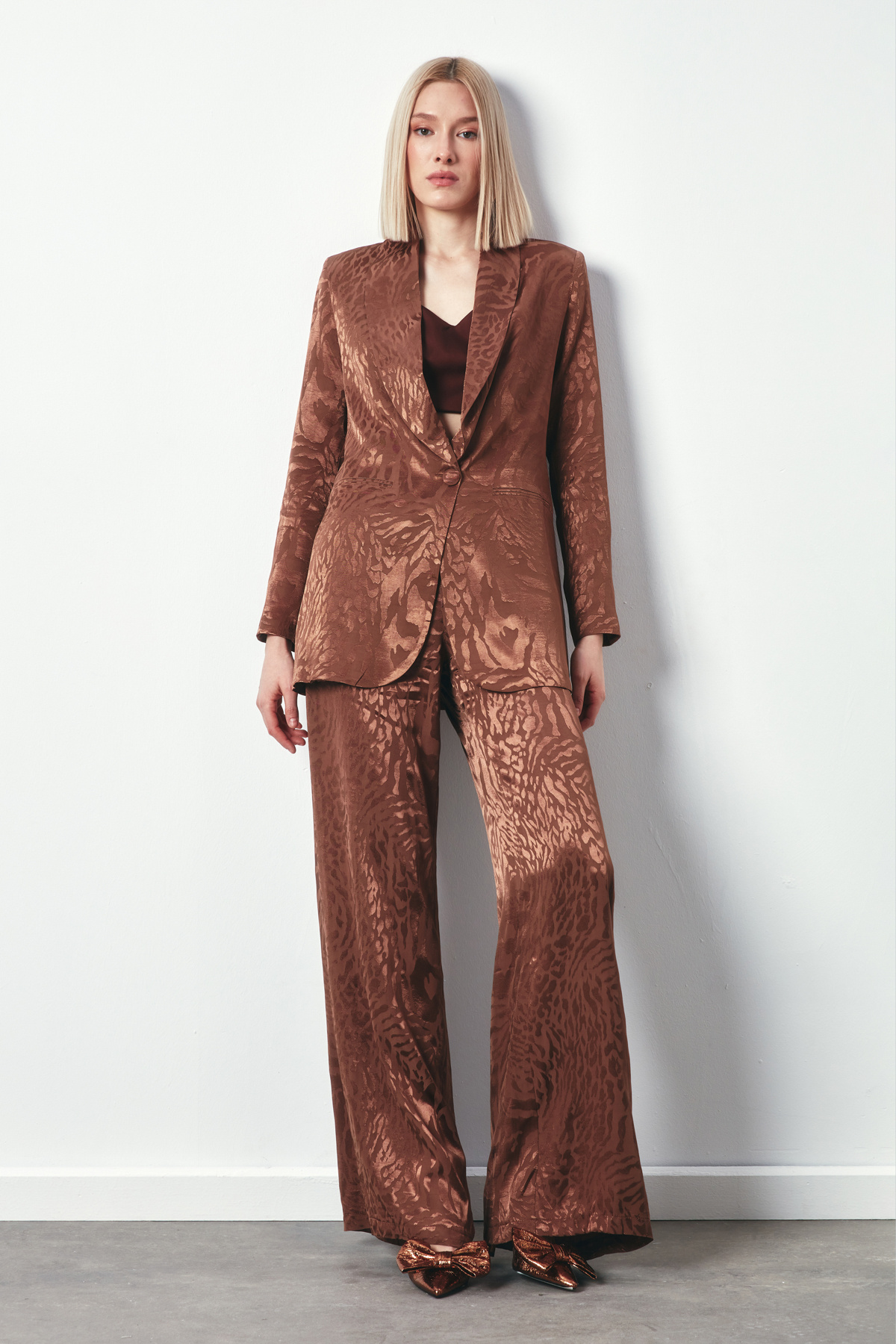 Desenli Salaş Pantolon - KAHVE