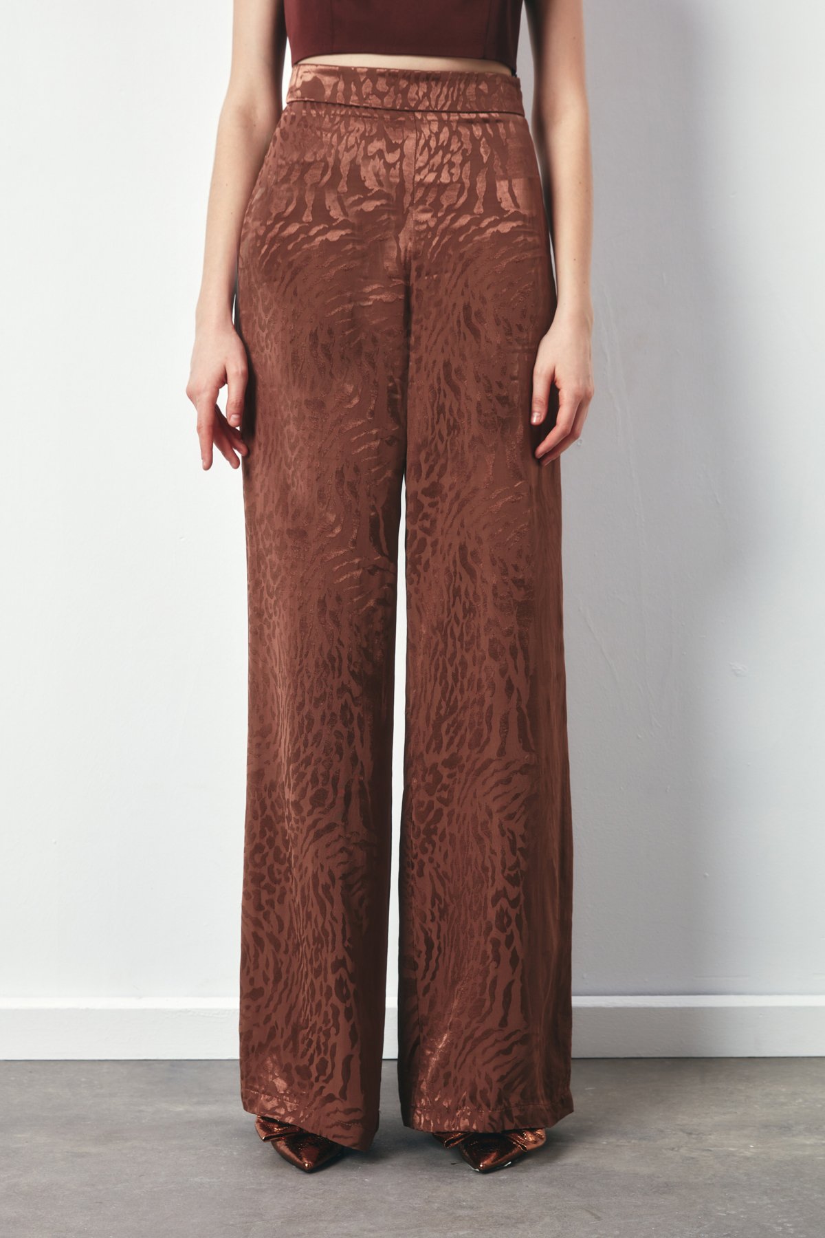 Desenli Salaş Pantolon - KAHVE