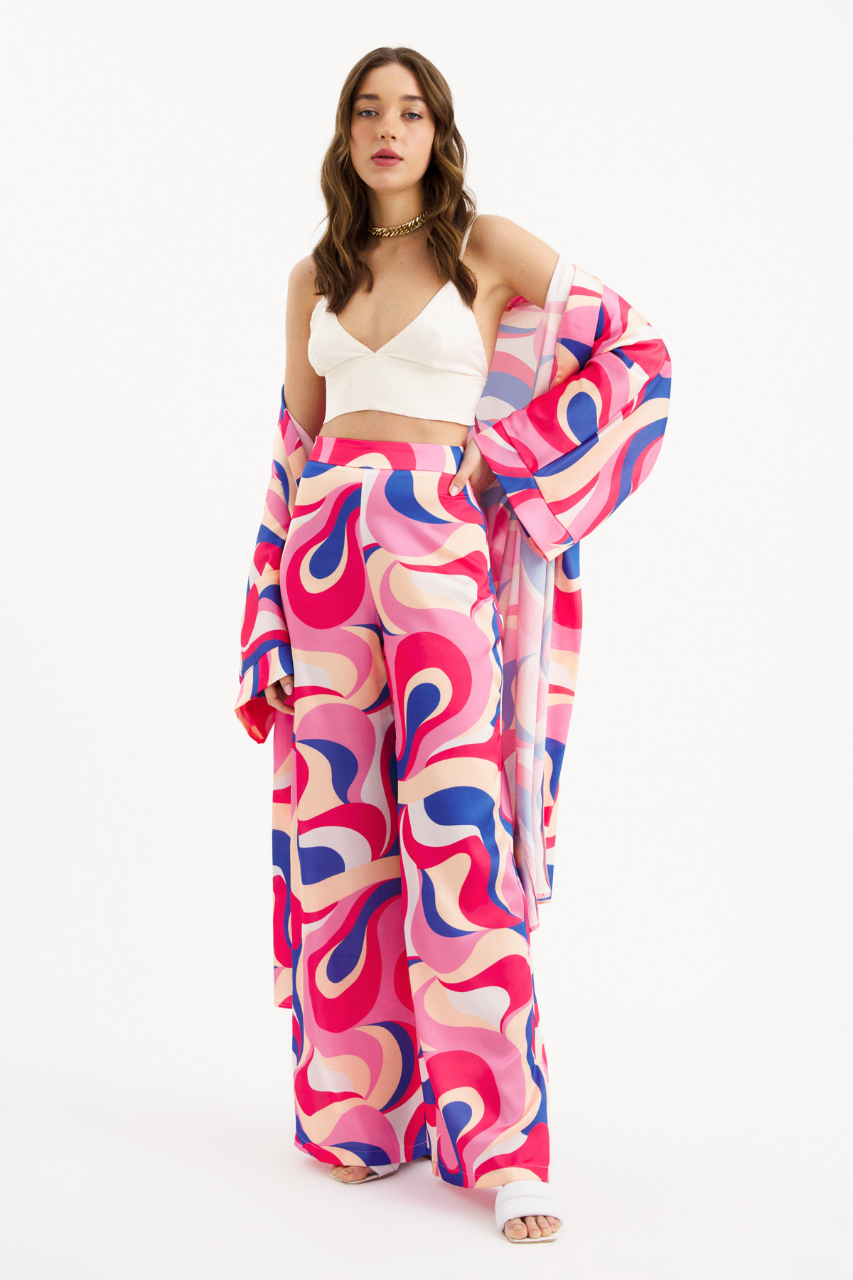 Desenli salaş pantolon - MERCAN