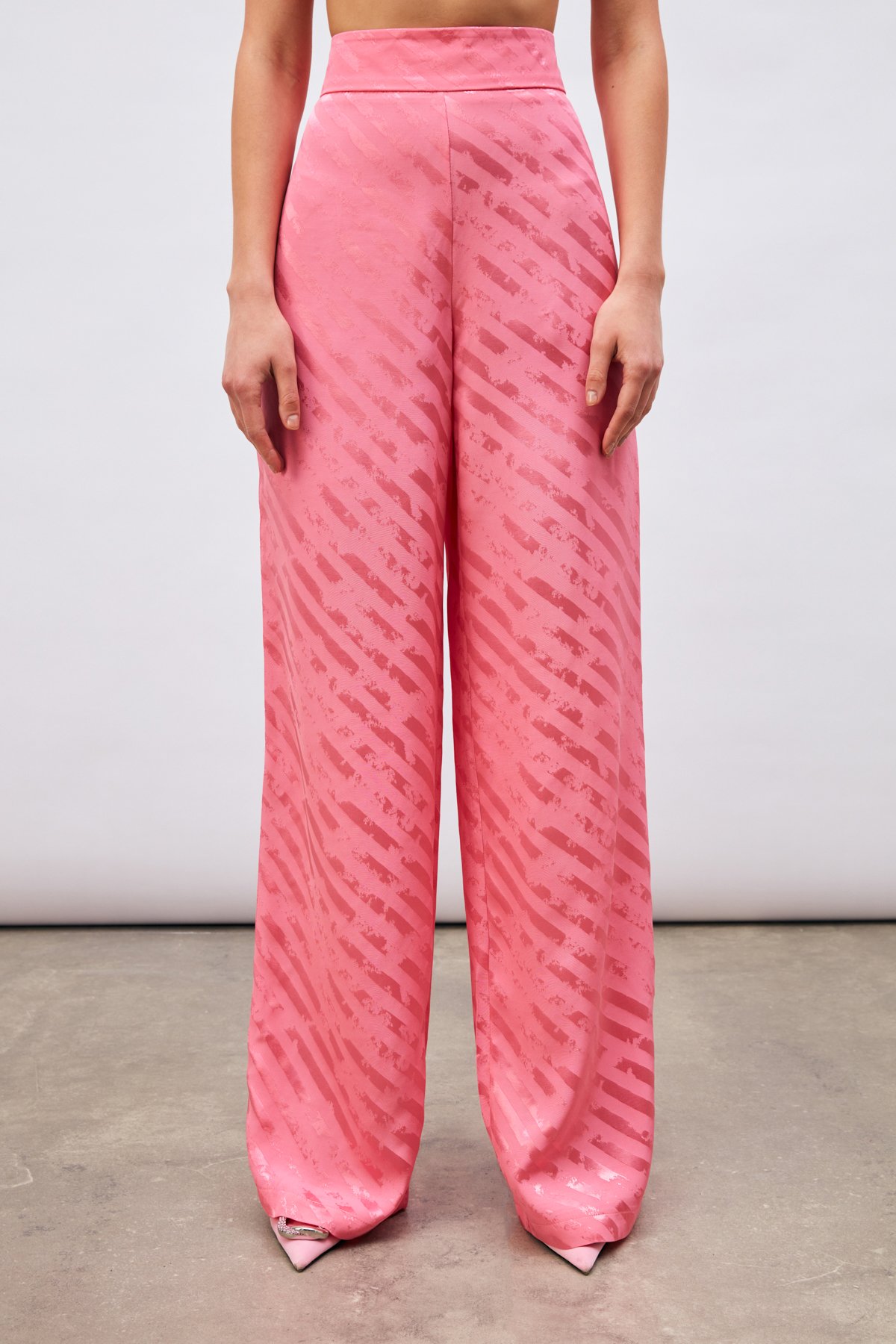 Desenli Salaş Pantolon - PEMBE