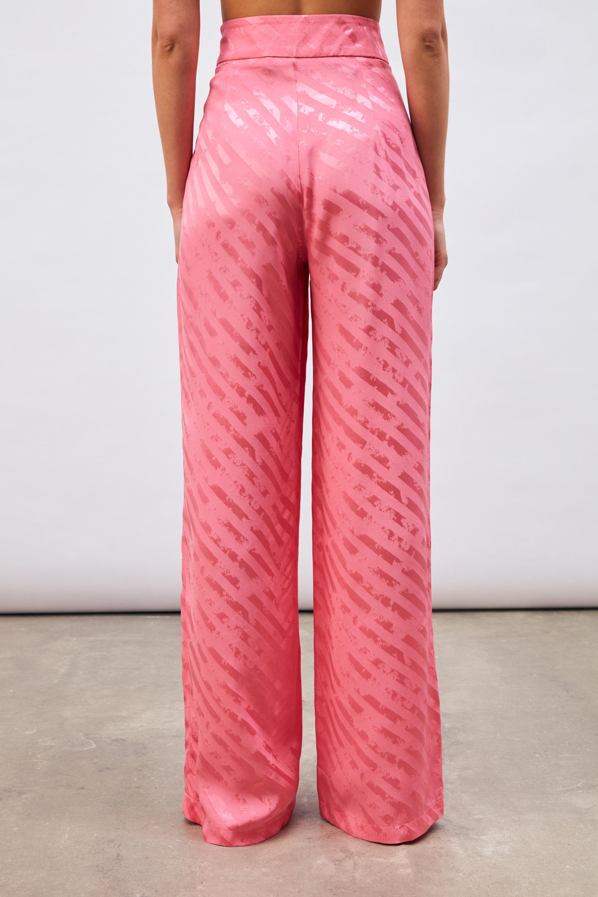 Desenli Salaş Pantolon - PEMBE