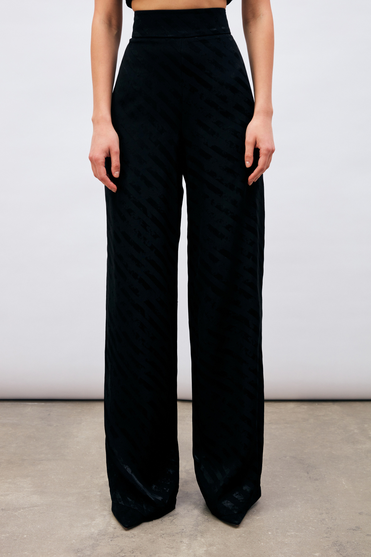 Desenli Salaş Pantolon - SİYAH