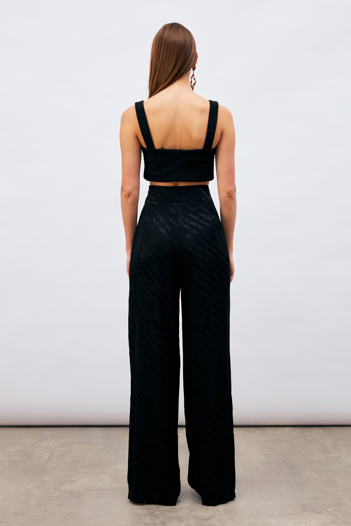 Desenli Salaş Pantolon - SİYAH