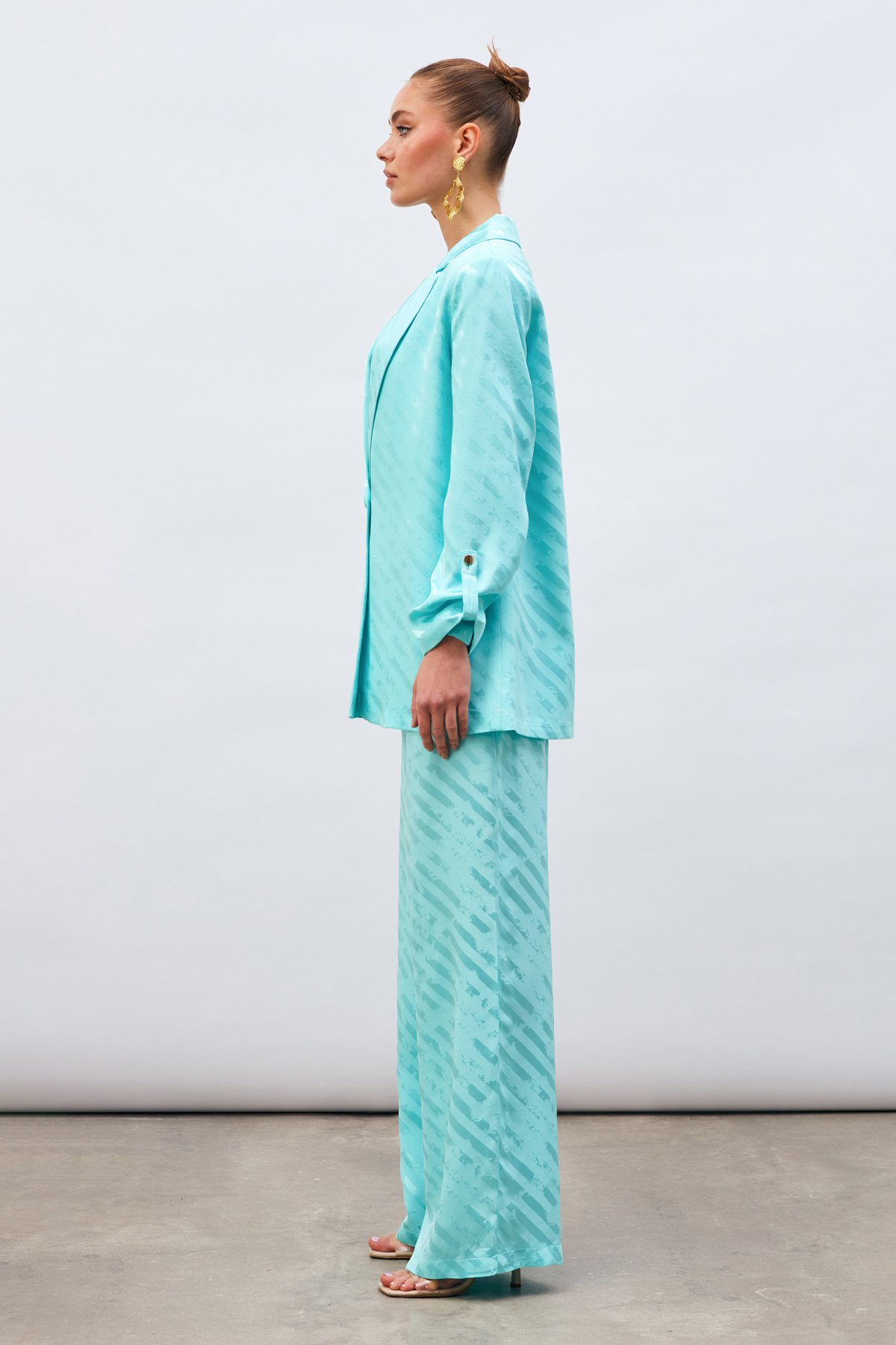 Desenli Salaş Pantolon - TURKUAZ