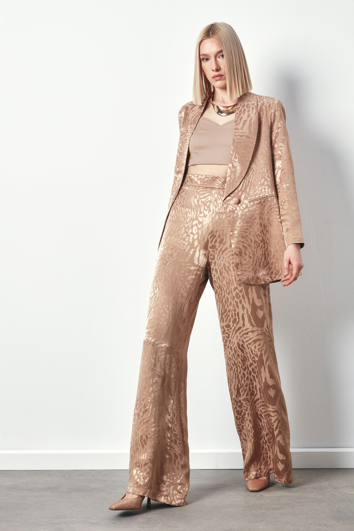 Desenli Salaş Pantolon - VİZON