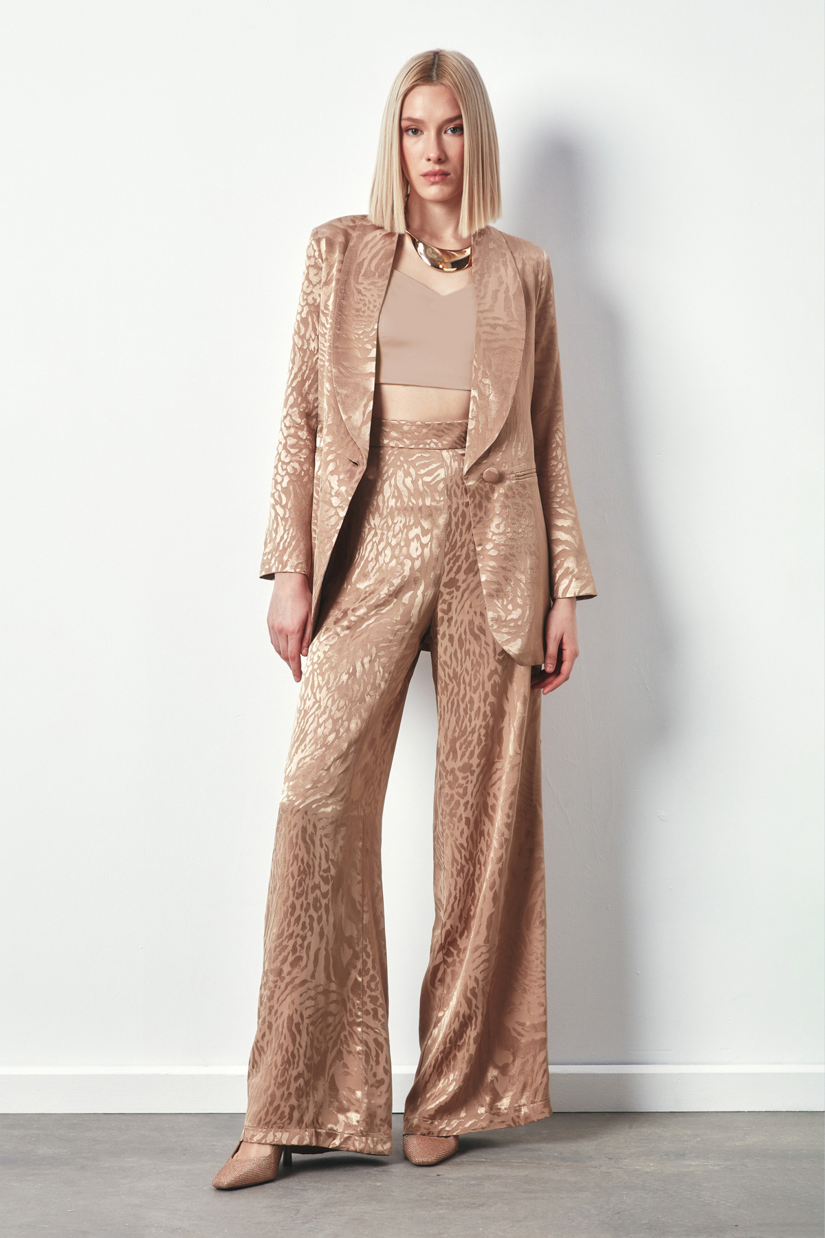 Desenli Salaş Pantolon - VİZON