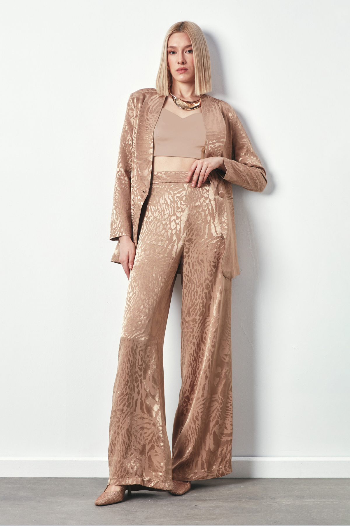 Desenli Salaş Pantolon - VİZON