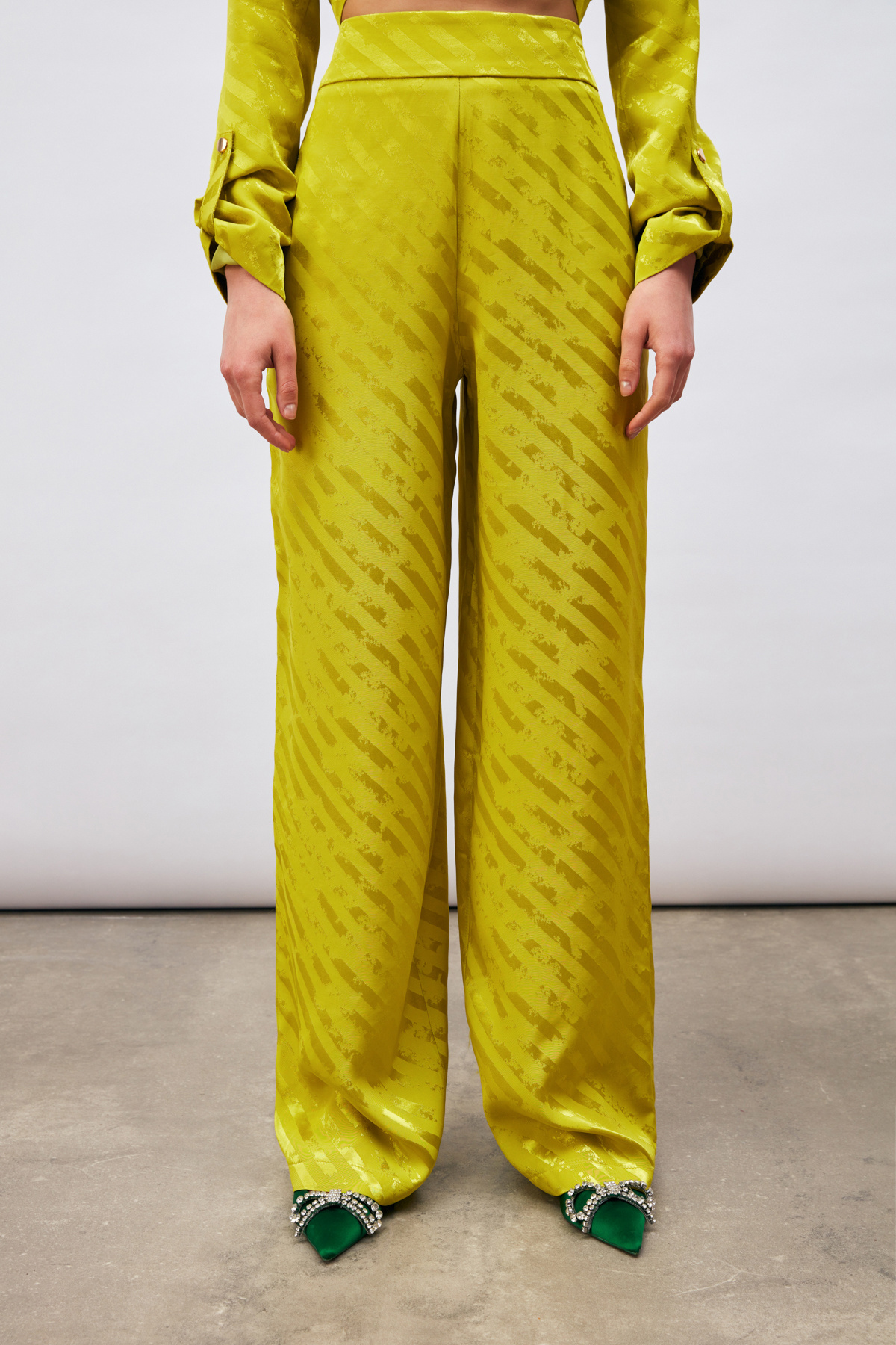 Desenli Salaş Pantolon - YAĞ YEŞİLİ