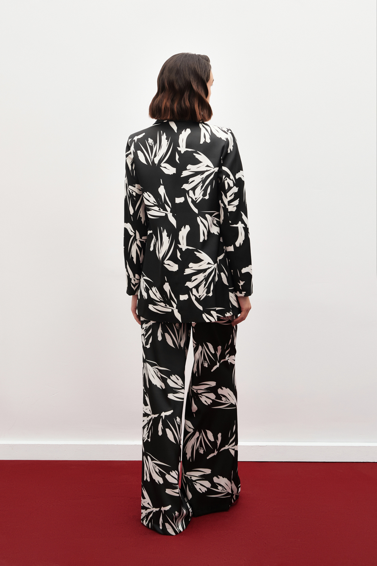 Desenli Salaş Saten Ceket - SİYAH