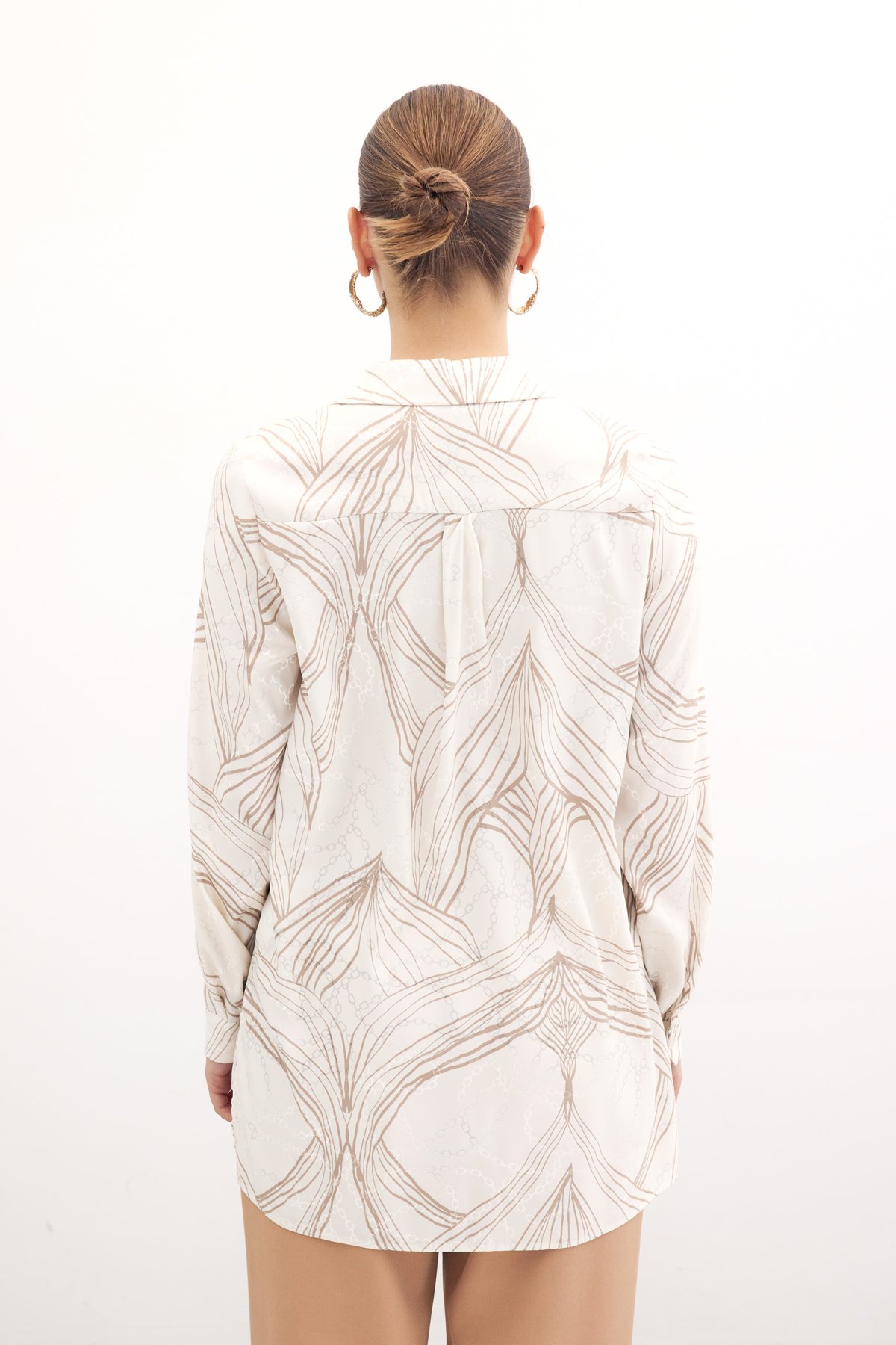 Patterned Satin Shirt - Stone