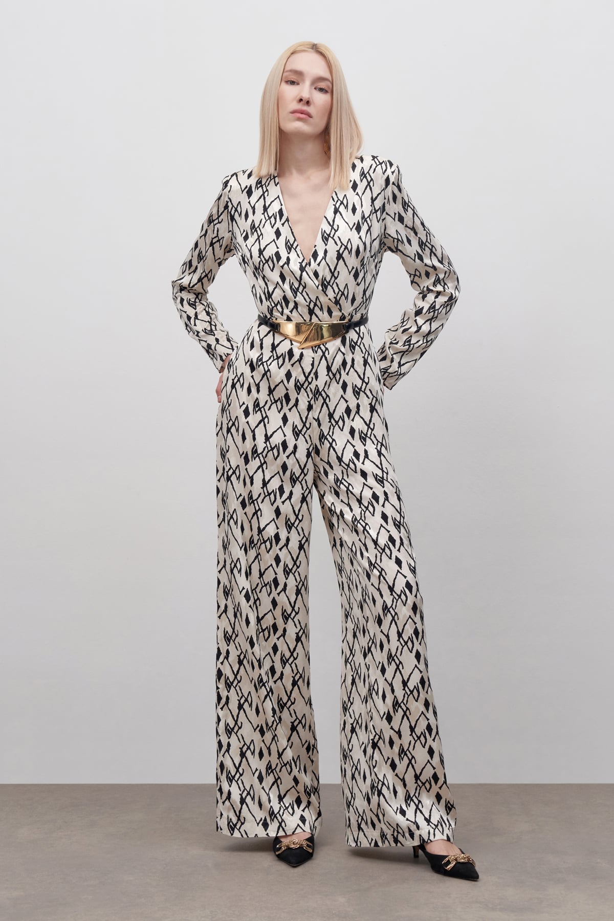 Desenli Saten Tulum - BEJ