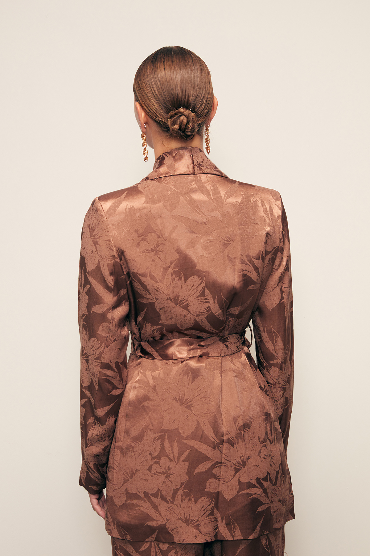 Desenli Uzun Ceket - KAHVE