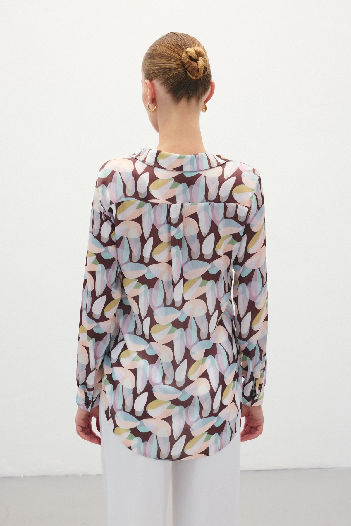 Desenli Uzun Gömlek - Kahve