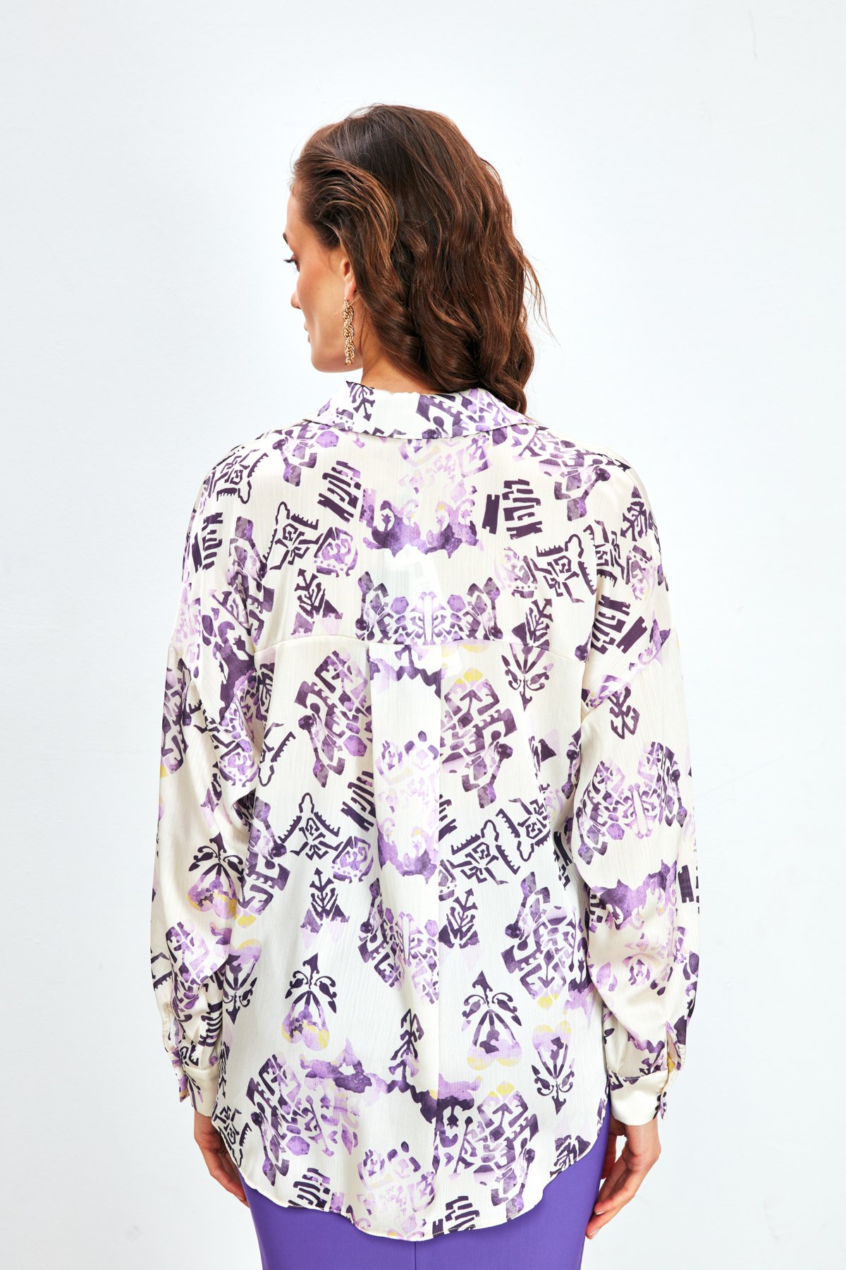 Patterned Long Shirt - LILA