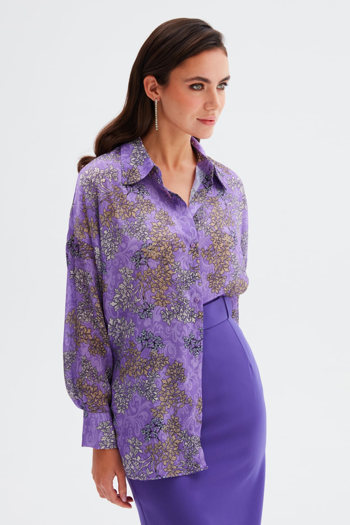 Patterned Long Shirt - LILA