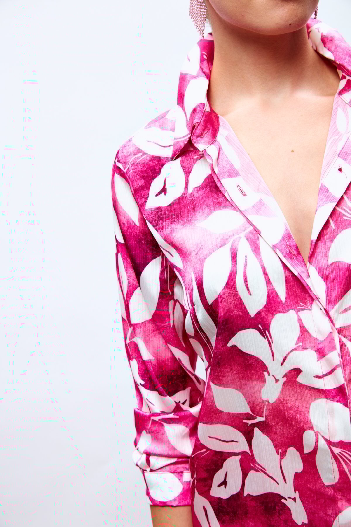 Desenli Uzun Gömlek - PEMBE