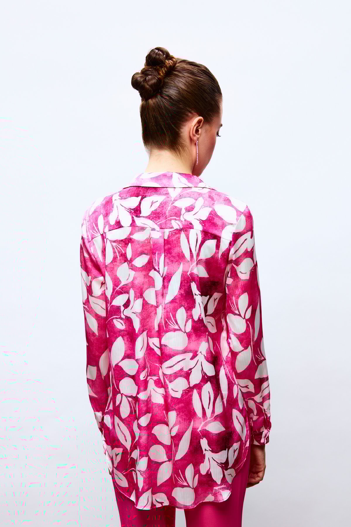 Desenli Uzun Gömlek - PEMBE