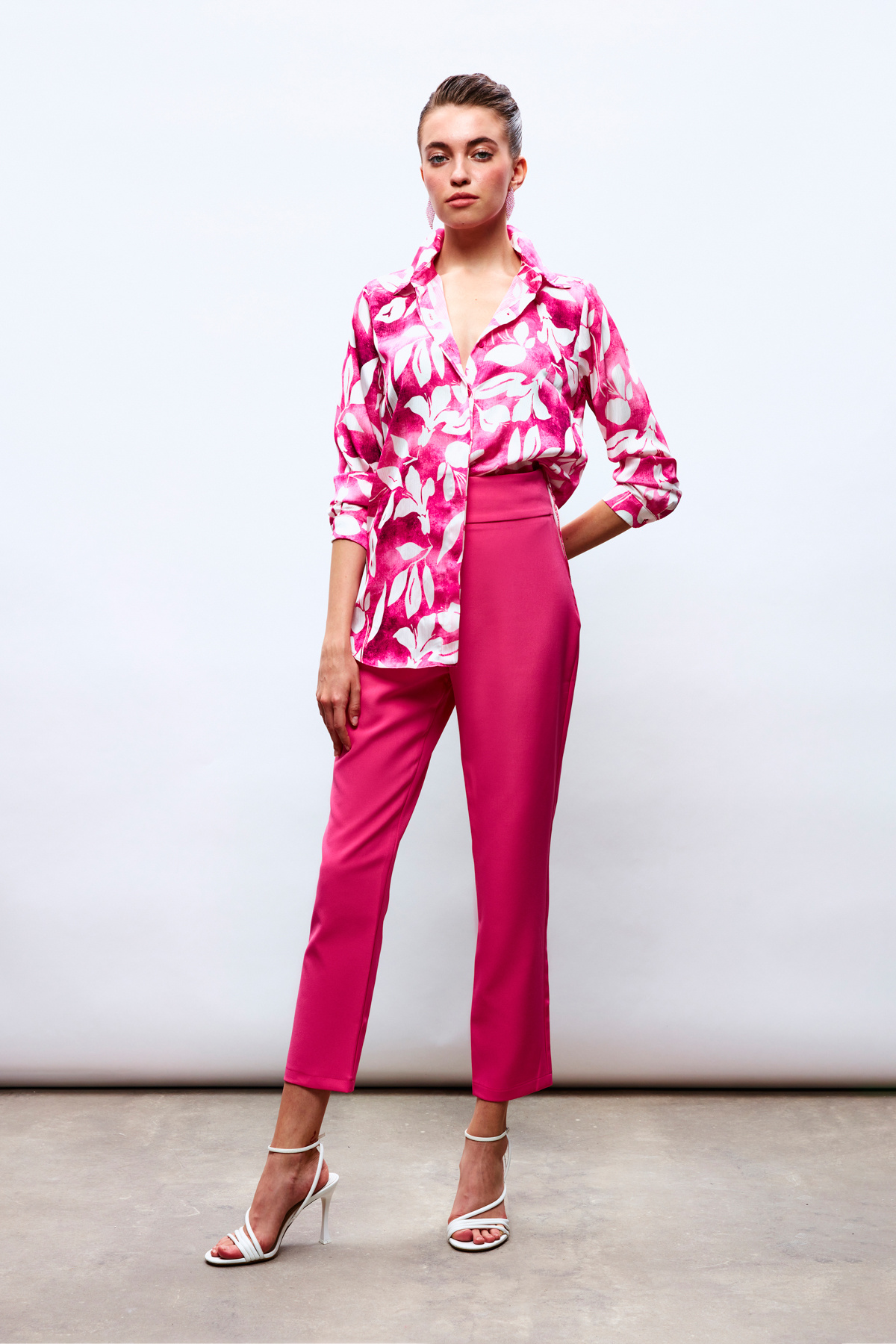 Desenli Uzun Gömlek - PEMBE