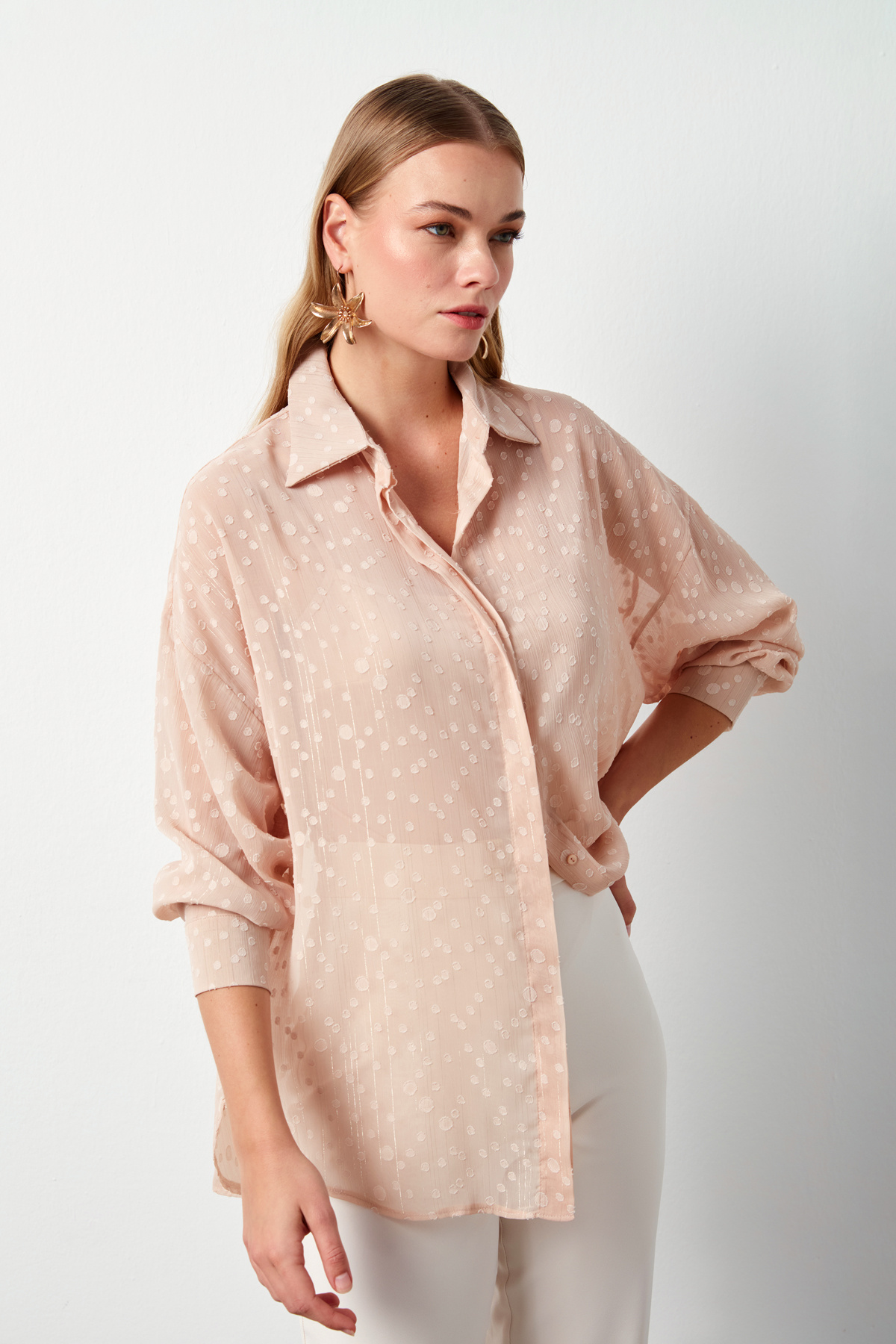 Desenli Uzun Gömlek - PUDRA