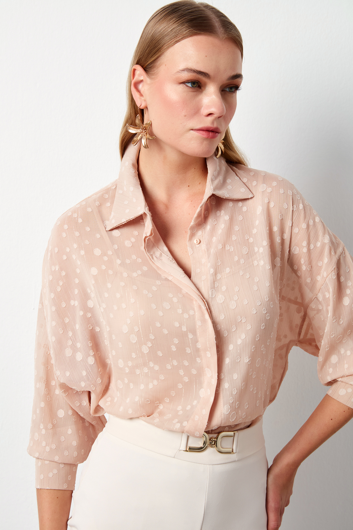 Desenli Uzun Gömlek - PUDRA