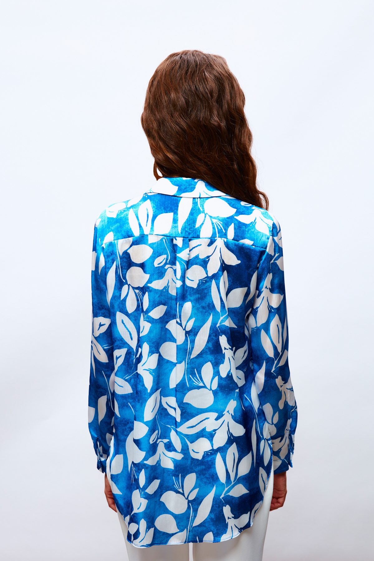 Desenli Uzun Gömlek - SAX MAVİ