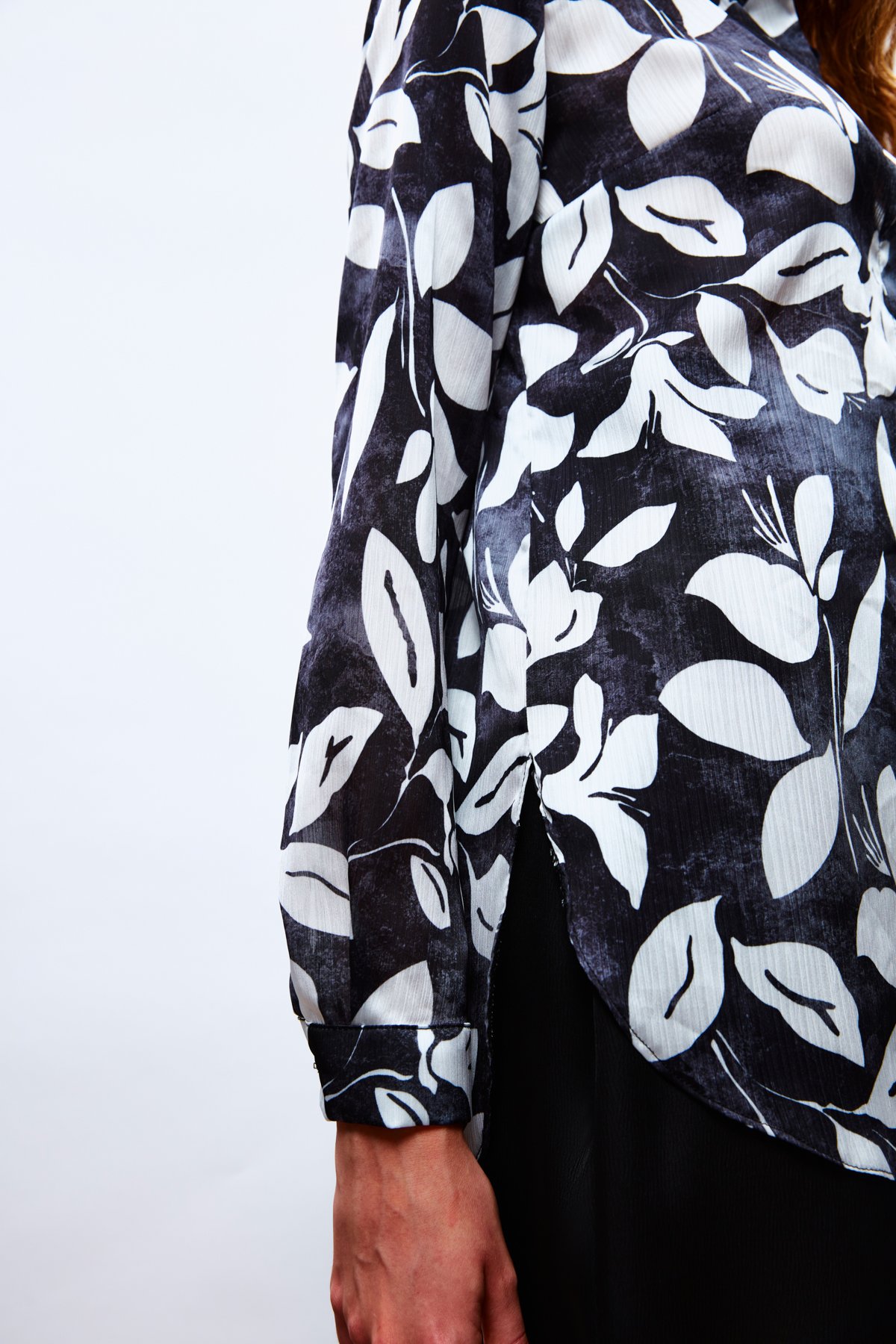 Desenli Uzun Gömlek - SİYAH