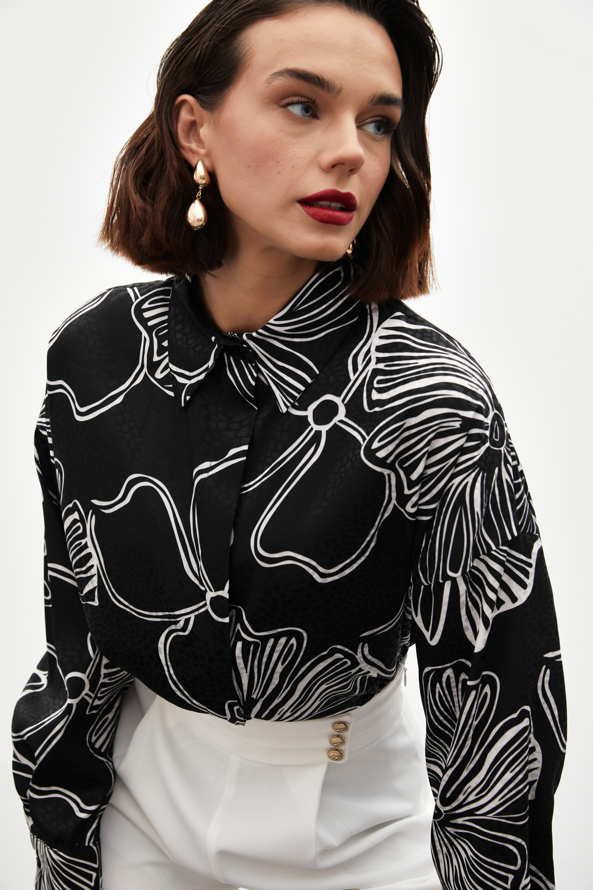 Desenli Uzun Gömlek - SİYAH