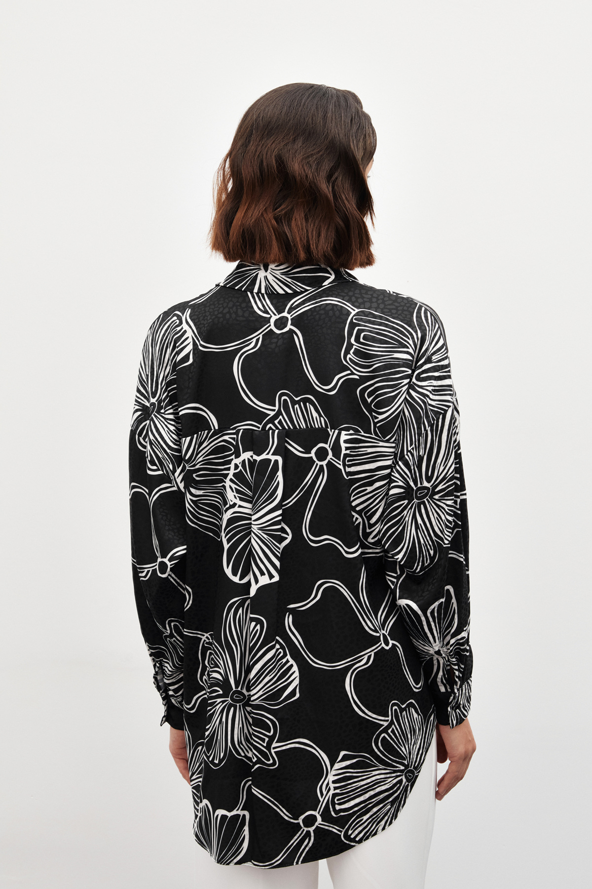 Desenli Uzun Gömlek - SİYAH
