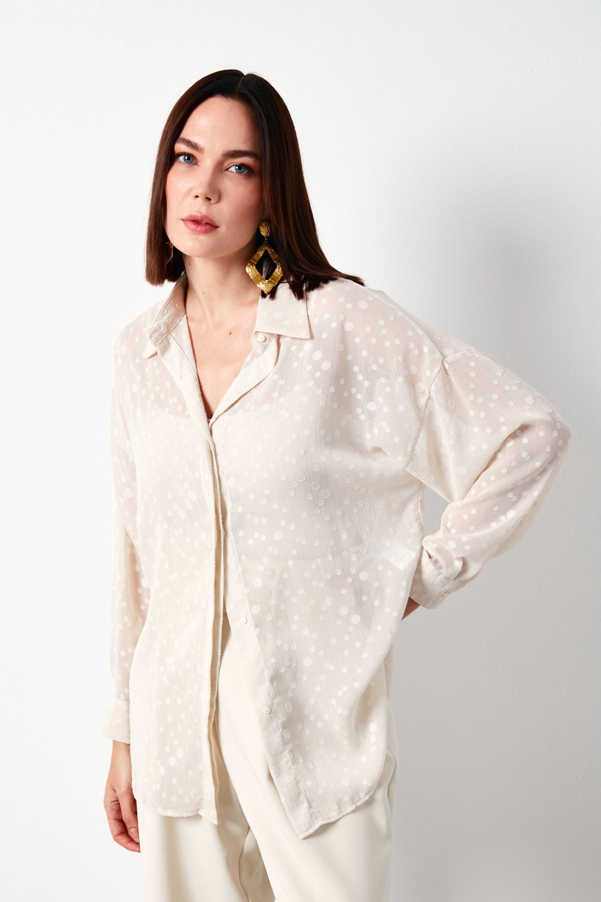 Desenli Uzun Gömlek - TAŞ