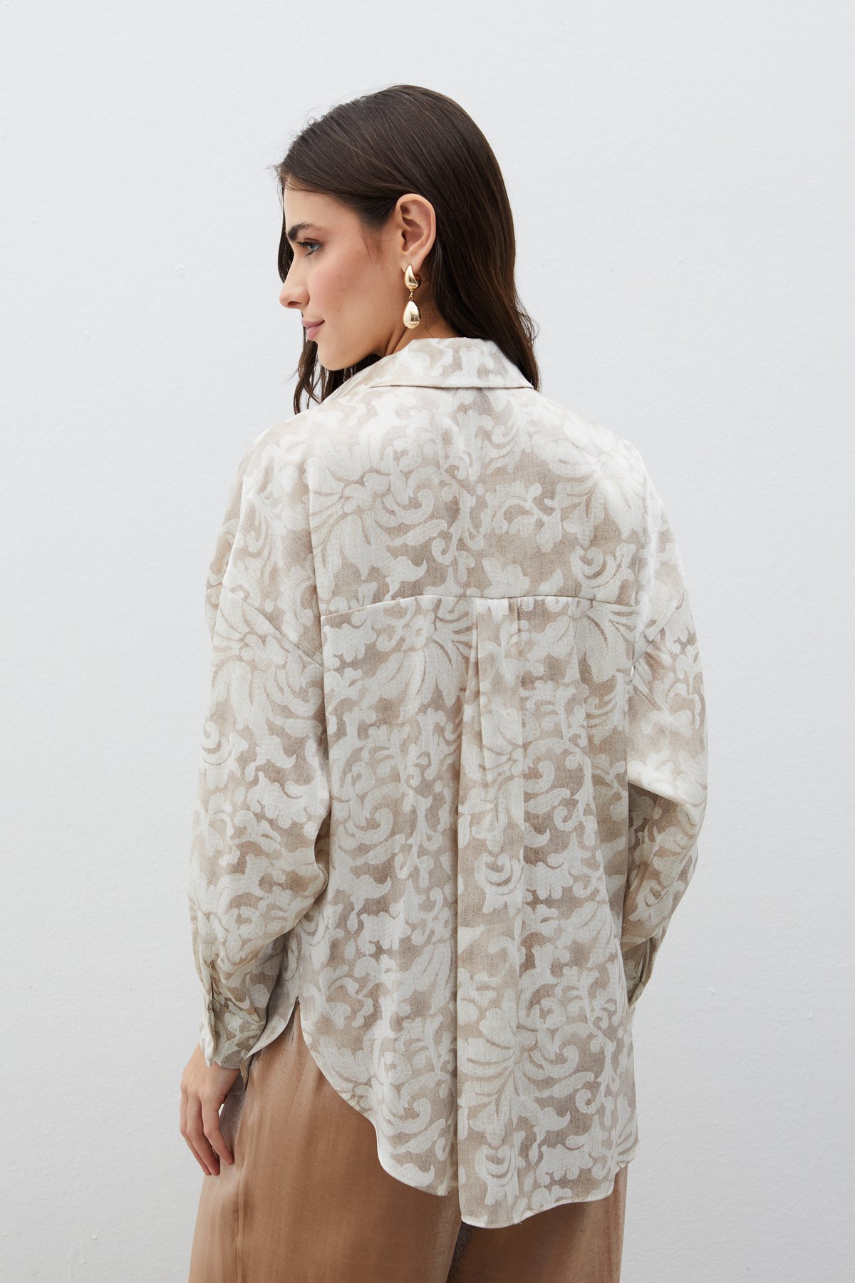 Desenli Uzun Gömlek - TAŞ