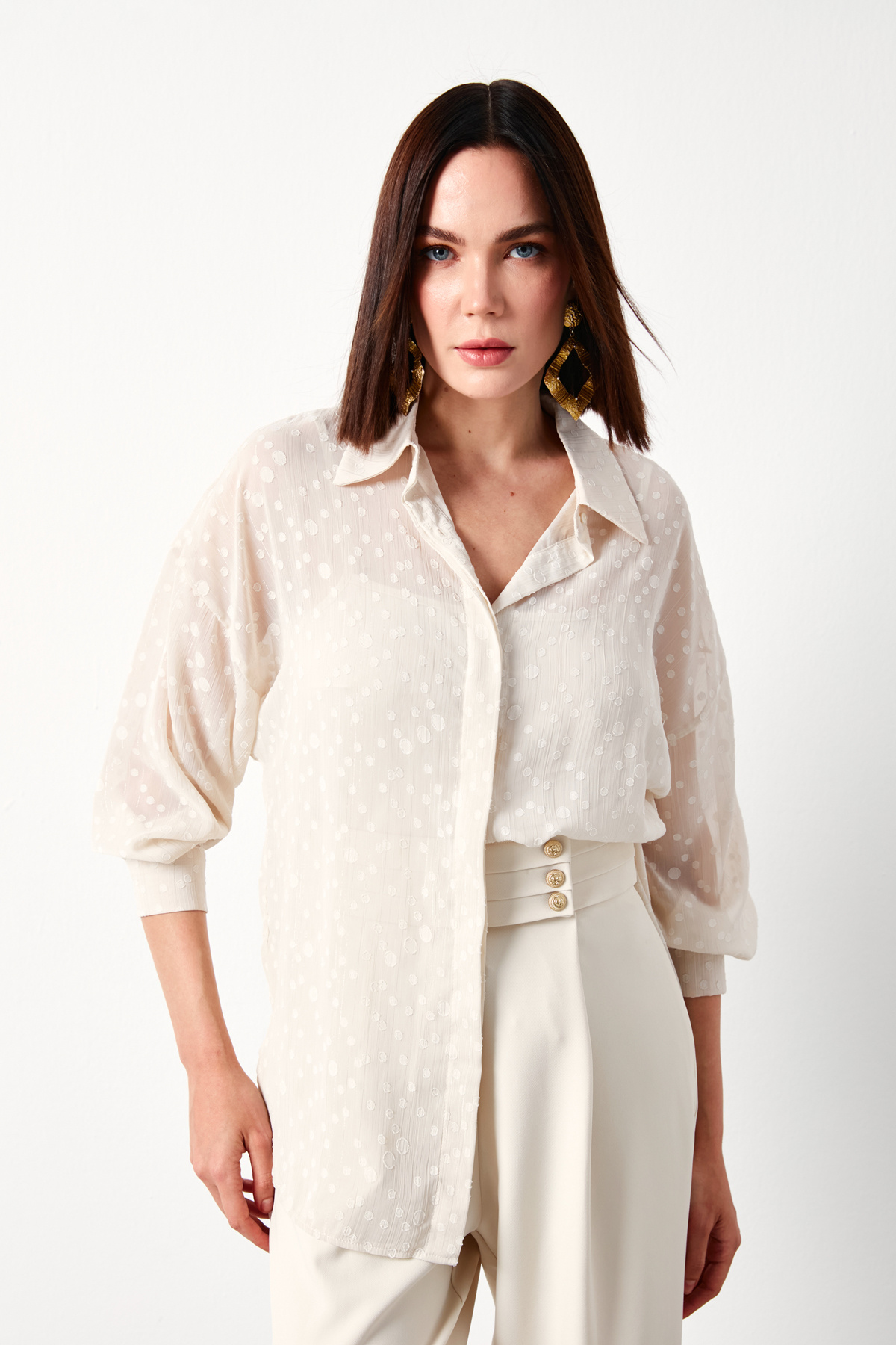 Desenli Uzun Gömlek - TAŞ