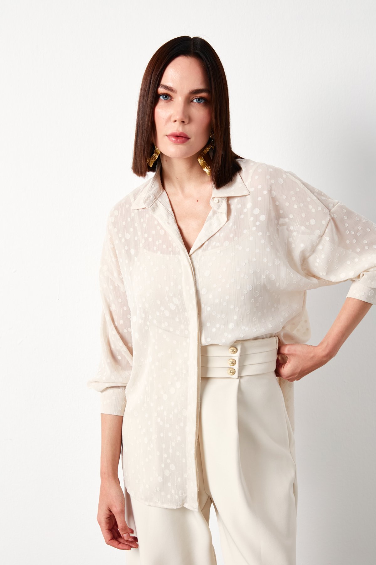 Desenli Uzun Gömlek - TAŞ