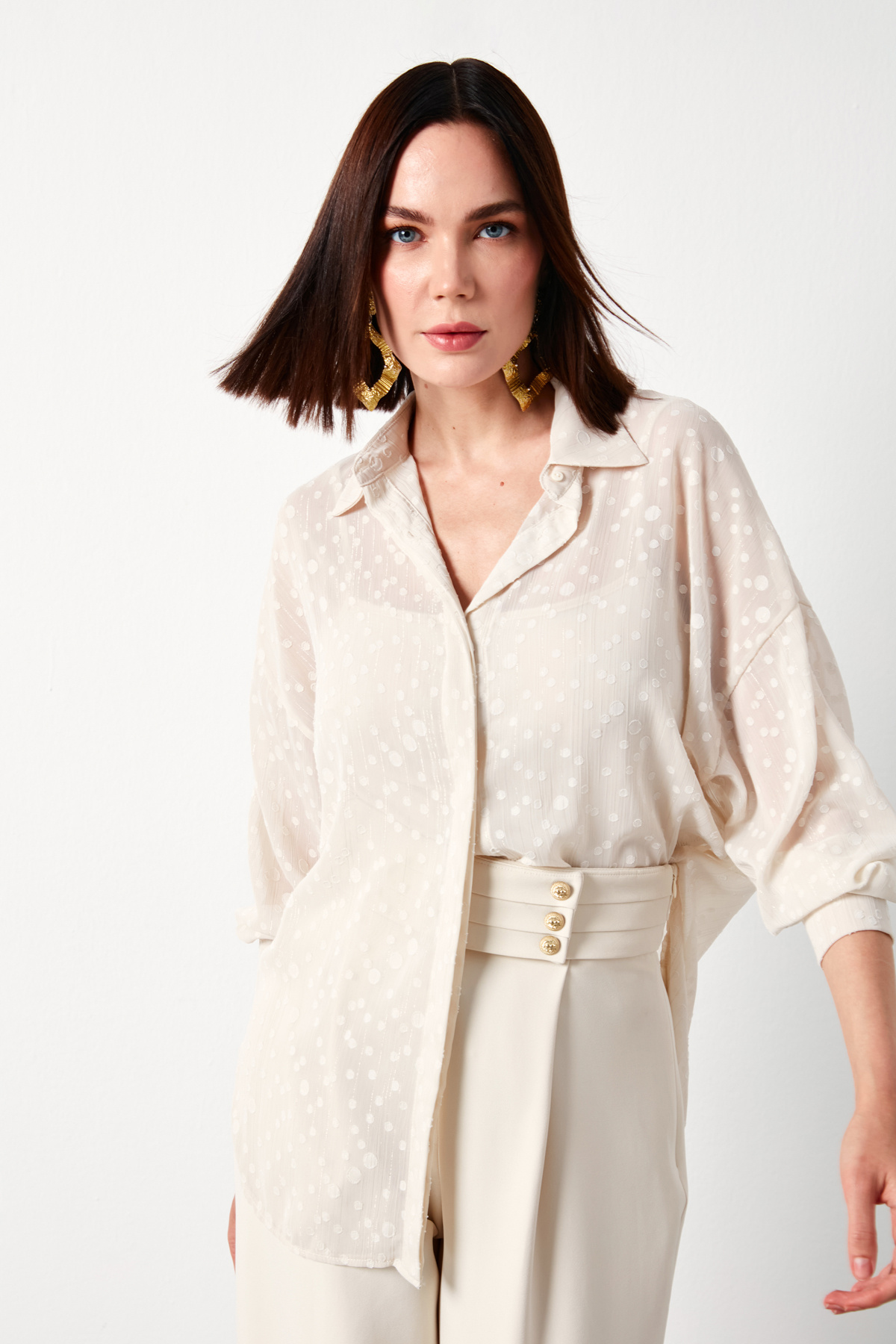 Desenli Uzun Gömlek - TAŞ