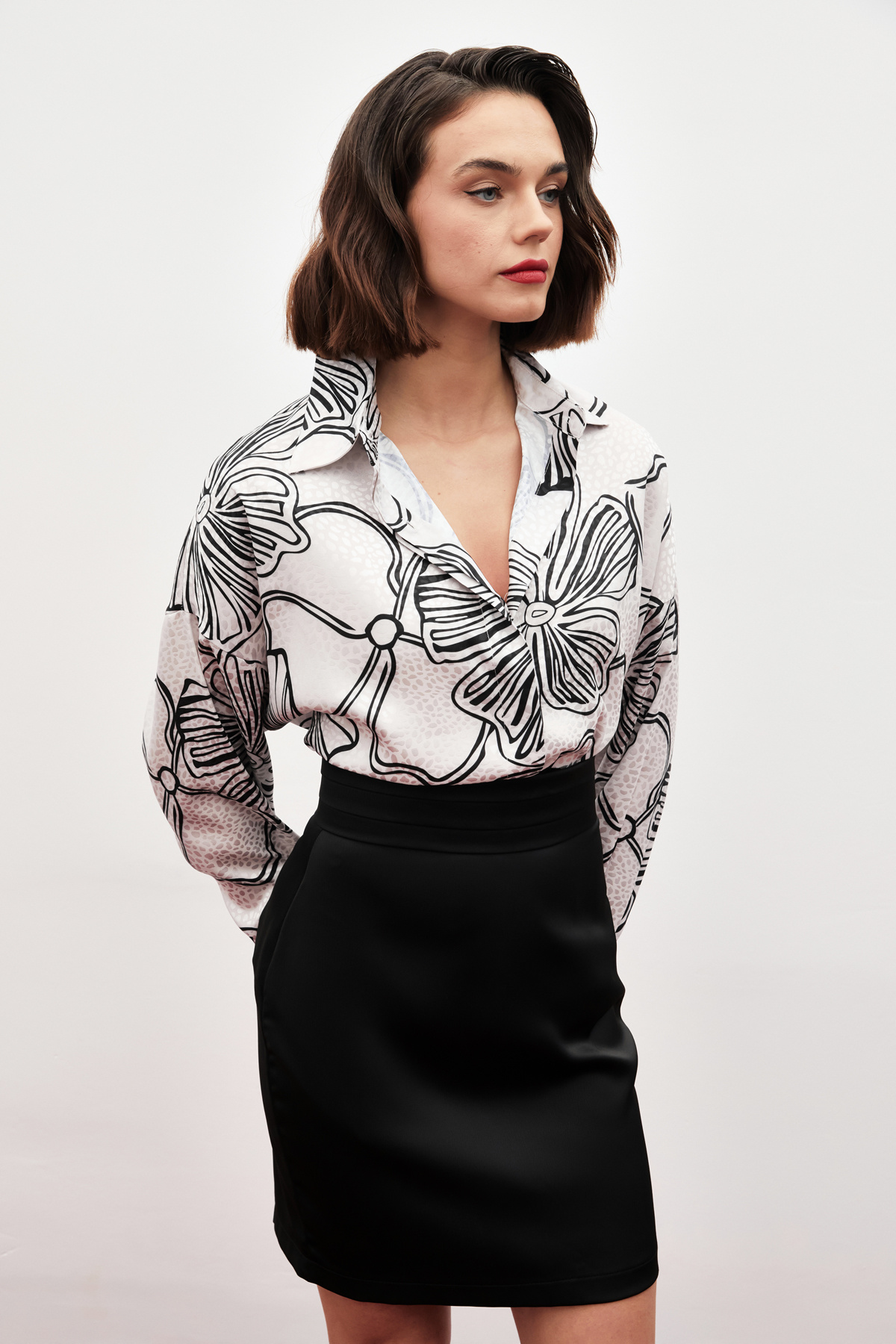 Desenli Uzun Gömlek - TAŞ