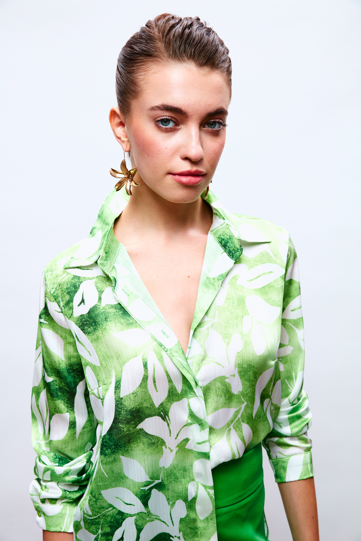 Desenli Uzun Gömlek - YEŞİL