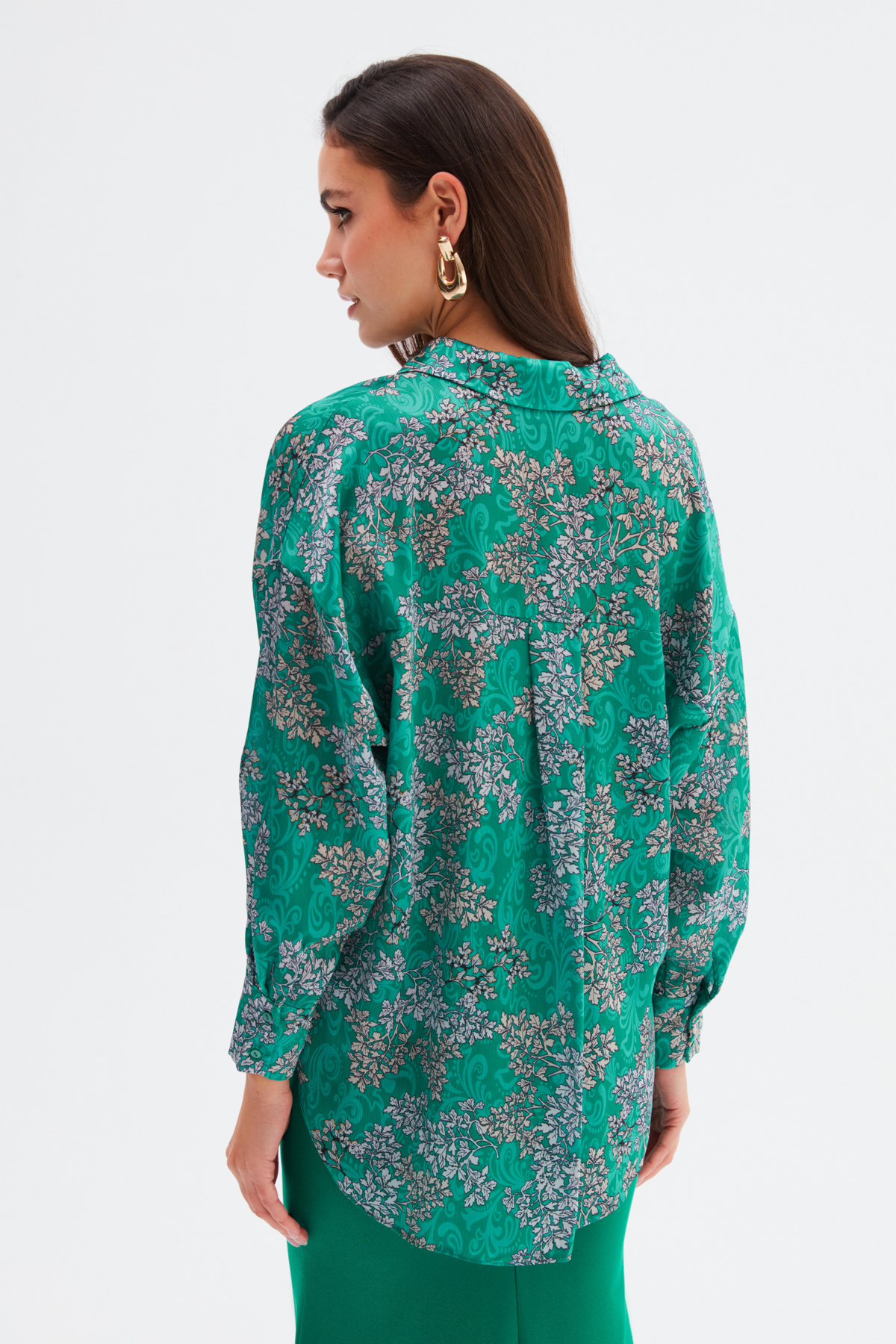Patterned Long Shirt - EMERALD
