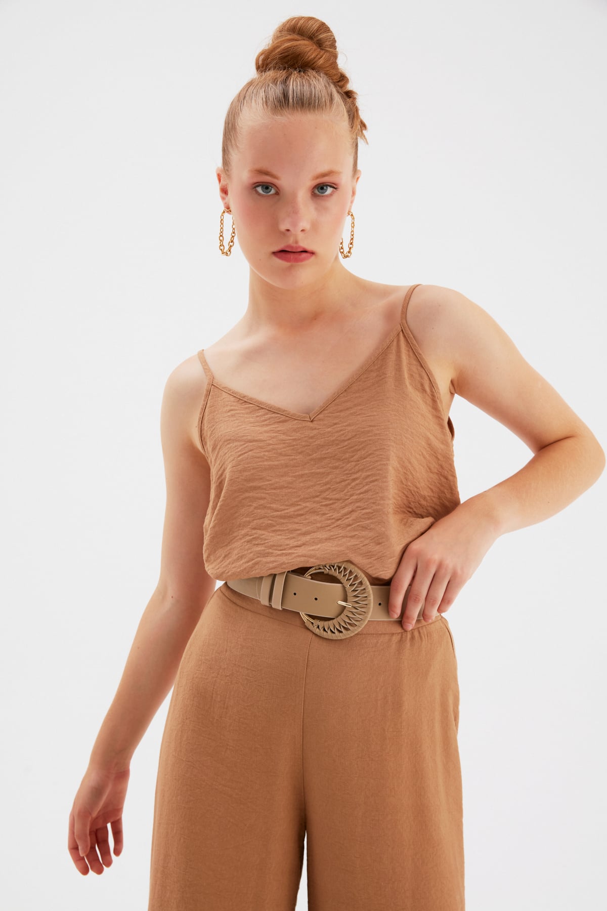 Detail Buckled Belt - MINK
