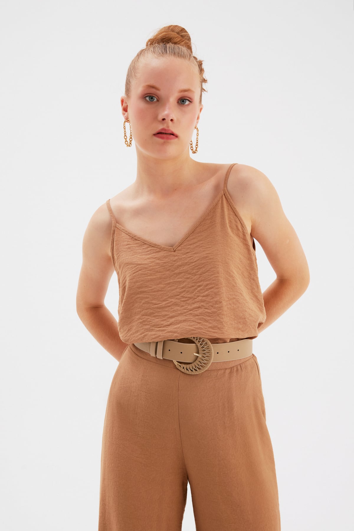 Detail Buckled Belt - MINK