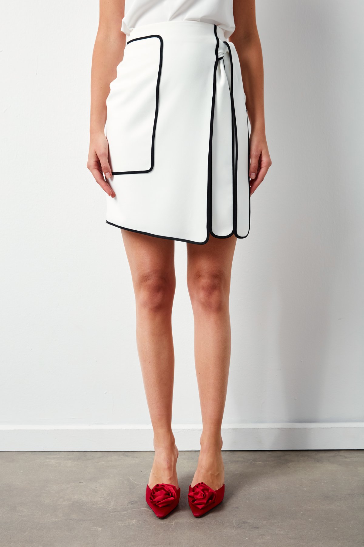 Detaylı Mini Etek - EKRU